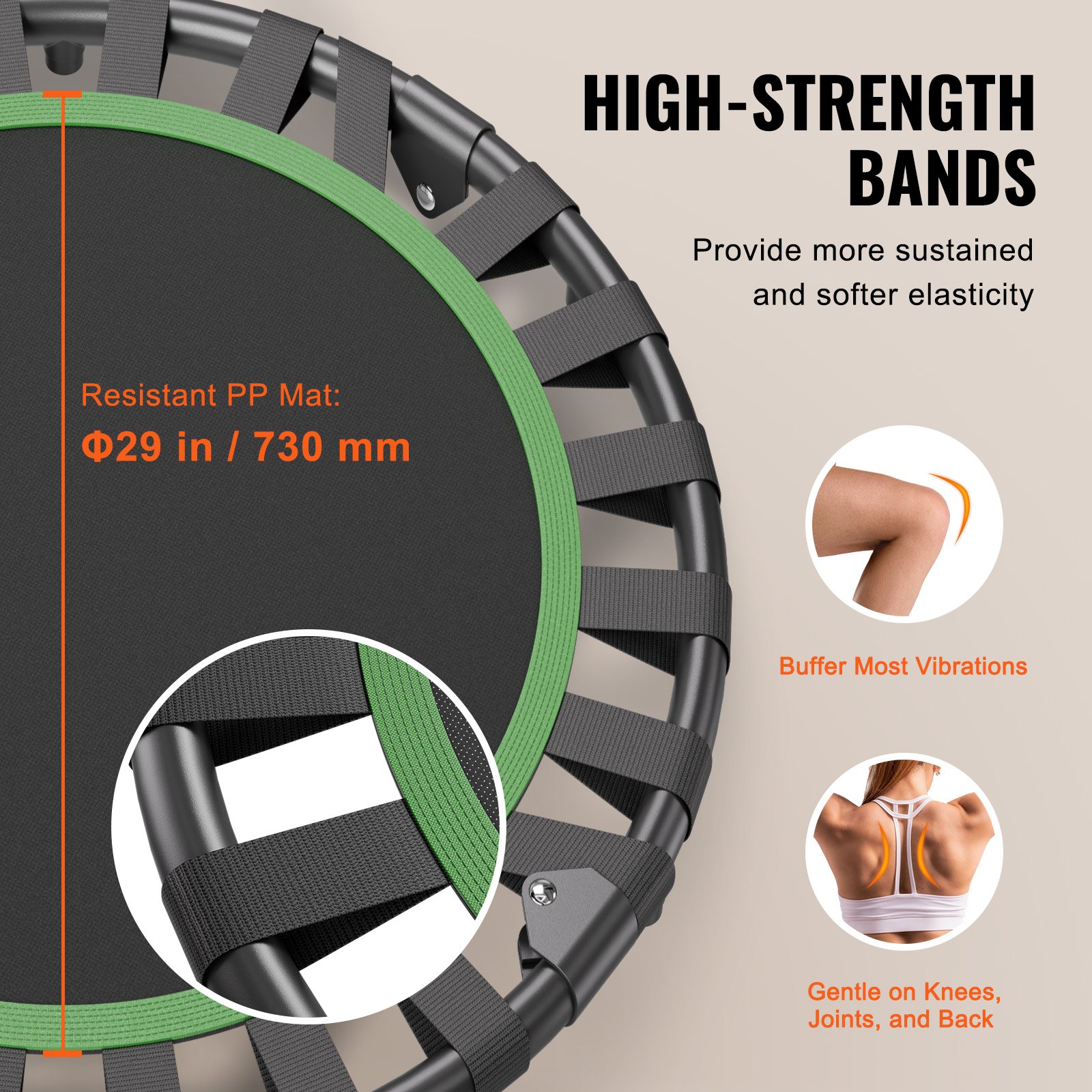 VEVOR Foldable Mini Trampoline Fitness Rebounder 934 mm, 100 kg Weight Capacity Training Trampoline, Rebounder Sports Trampoline Mini Trampoline Garden Trampoline for Adults for Indoor/Garden Training