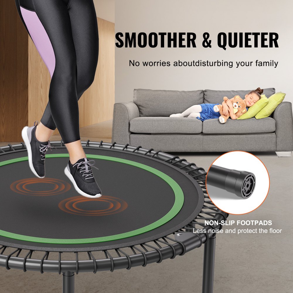 VEVOR Składana Mini Trampolina Fitness Rebounder 1027 mm, Nośność 150 kg Trampolina Treningowa, Rebounder Trampolina Sportowa Mini Trampolina Ogrodowa Trampolina dla Dorosłych Do Treningu Wewnątrz/W Ogrodzie