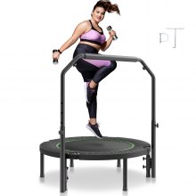 VEVOR Składana mini trampolina fitness Rebounder 1027 mm, udźwig 150 kg Trampolina treningowa, trampolina sportowa Rebounder Trampolina ogrodowa z 4-stopniową regulacją wysokości uchwytu i 32 sprężynami