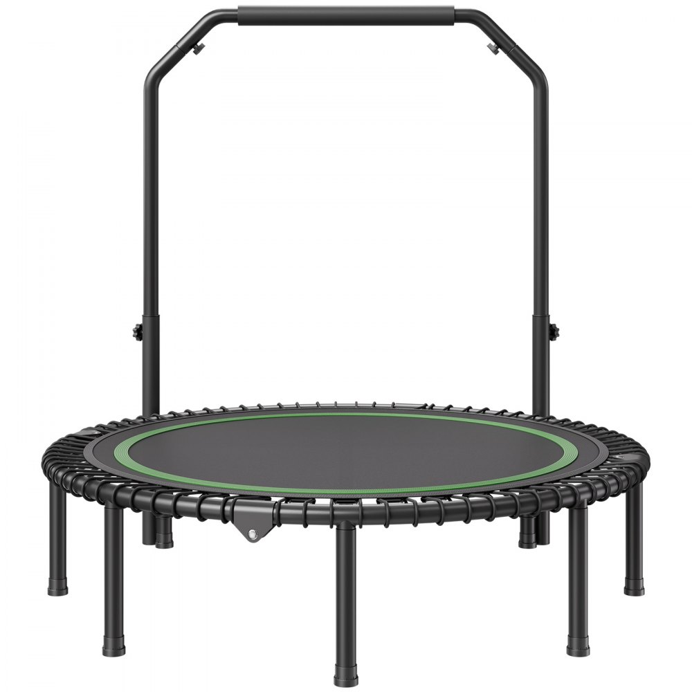 VEVOR Składana mini trampolina fitness Rebounder 1295 mm, udźwig 205 kg, trampolina treningowa, trampolina sportowa Rebounder, trampolina ogrodowa z 4-stopniową regulacją wysokości uchwytu i 42 paskami napinającymi