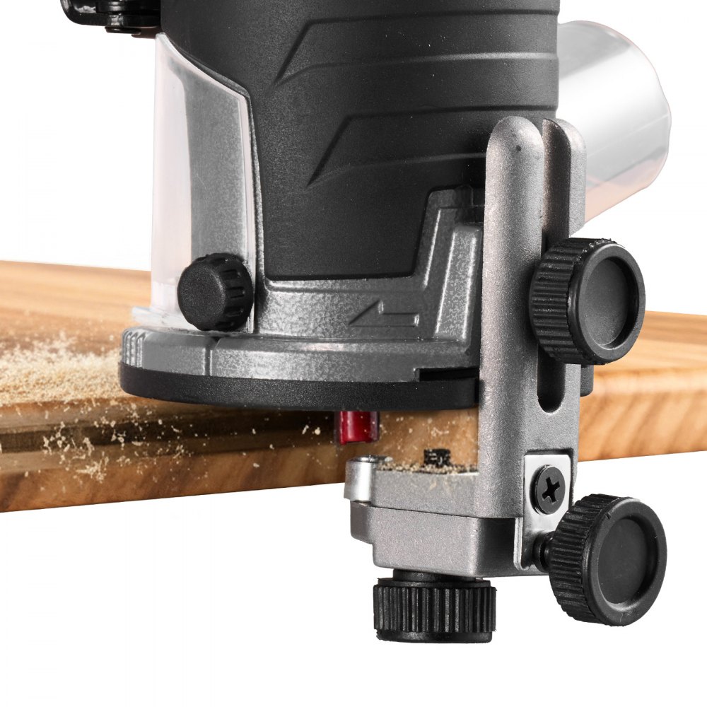 Frezarka VEVOR, 710 W, zmienna prędkość, frezarka krawędziowa ze stałą podstawą i odsysaniem pyłu, prowadnica równoległa, frezarka do obróbki drewna, przycinania, projektów DIY, przewodowa