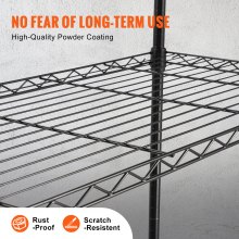 VEVOR Regał do przechowywania z kółkami 4-poziomowy regulowany Udźwig 700 funtów Wytrzymałe półki garażowe Metalowy organizer Półka druciana Czarna 120x45x188 cm do spiżarni kuchennej piwnicy łazienka