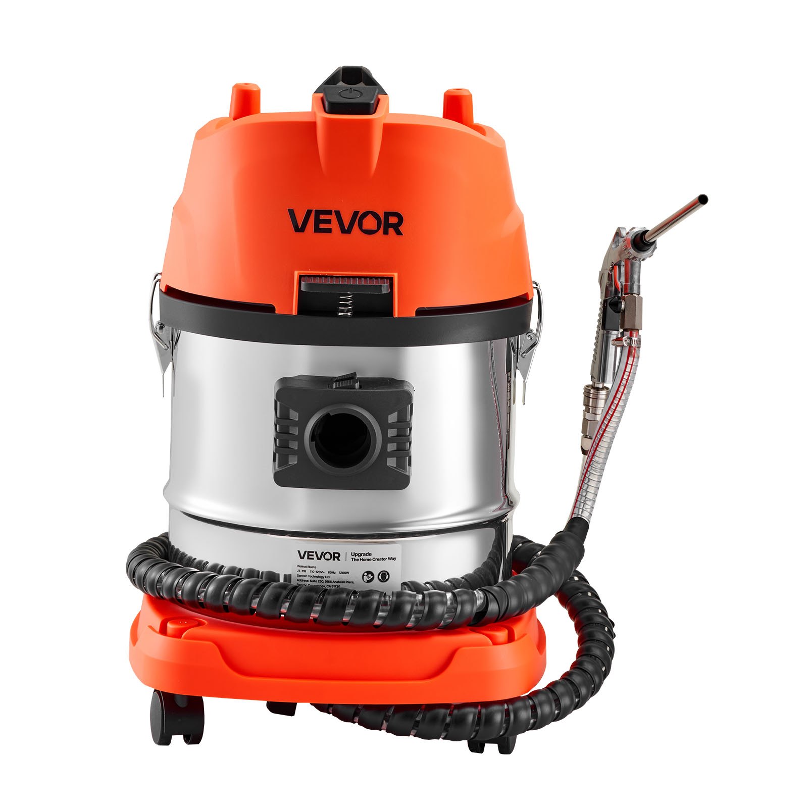 VEVOR Walnut Blaster, 13L 1200W Automotive Engine De-Carbon Cleaner, Physical Sand Blasting Trolley Machine for Intake Manifold & Valves Cleaning - with 5.5lbs Walnut Shell Media & 23 Adapters