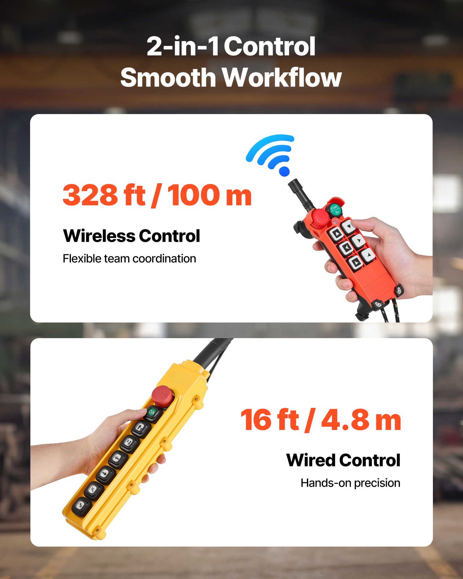 Wciągnik łańcuchowy elektryczny VEVOR 2000 kg, wysokość podnoszenia 6,1 m, trójfazowy, z radiem 100 m i przewodem 4,8 m, podwójnym łańcuchem G100, wyłącznikiem awaryjnym, wciągnik łańcuchowy elektryczny do fabryk, magazynów i garaży