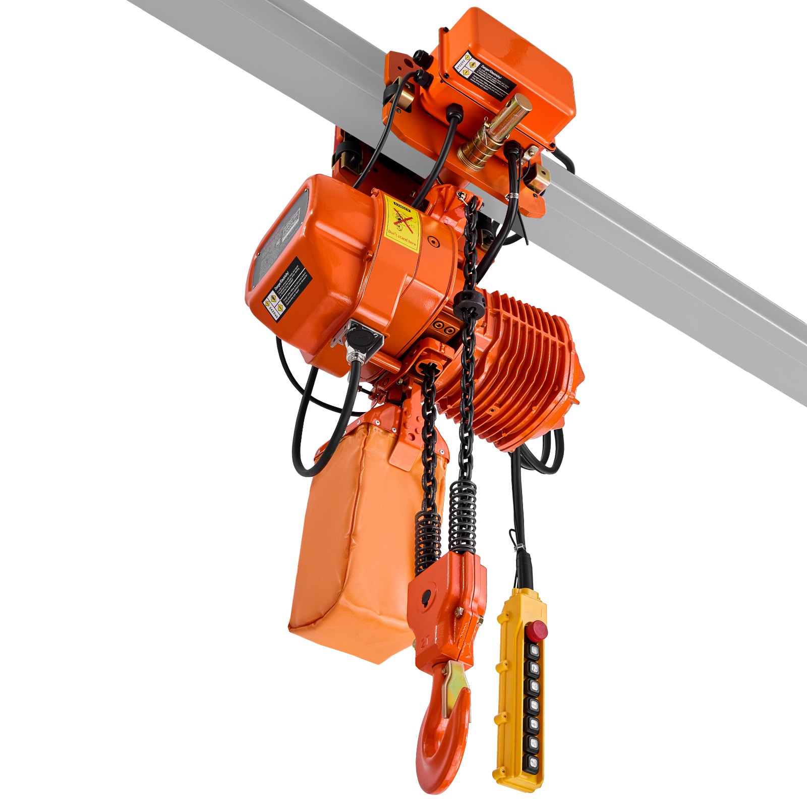 Wciągnik łańcuchowy elektryczny VEVOR 2000 kg, wysokość podnoszenia 6,1 m, trójfazowy, z radiem 100 m i przewodem 4,8 m, podwójnym łańcuchem G100, wyłącznikiem awaryjnym, wciągnik łańcuchowy elektryczny do fabryk, magazynów i garaży