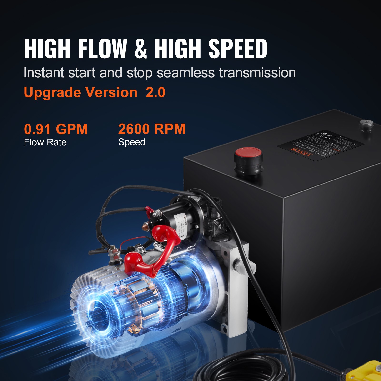 VEVOR Pompa hydrauliczna Agregat hydrauliczny 12 V Agregat hydrauliczny 1600 W, pompa hydrauliczna jednostronnego działania, agregat hydrauliczny z pompą ręczną o pojemności 3 galonów, do wind, wózków widłowych itp.