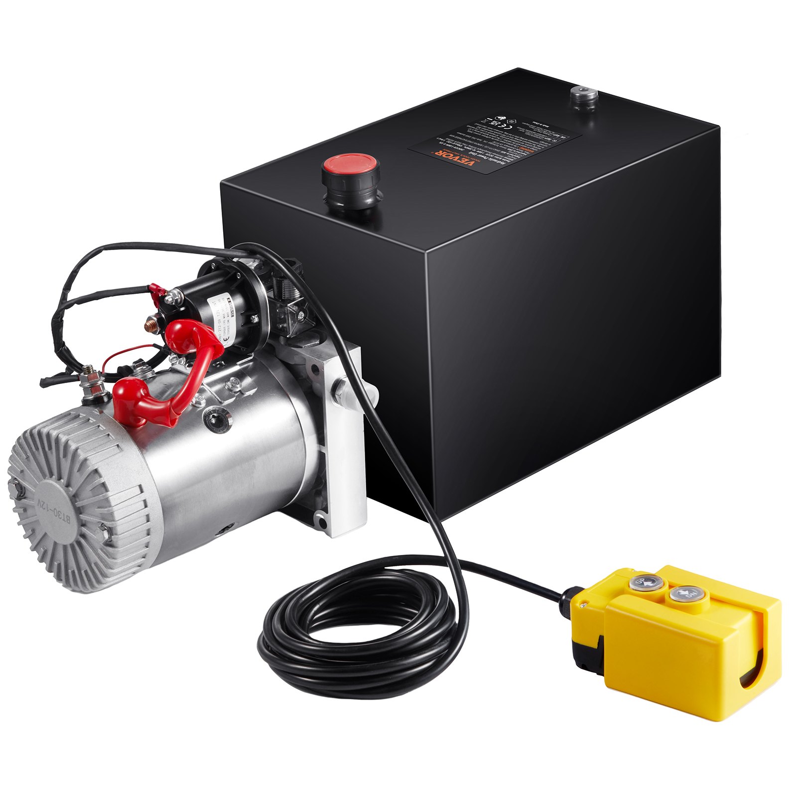 VEVOR Pompa hydrauliczna Agregat hydrauliczny 12 V Agregat hydrauliczny 1600 W, pompa hydrauliczna jednostronnego działania, agregat hydrauliczny z pompą ręczną o pojemności 3 galonów, do wind, wózków widłowych itp.