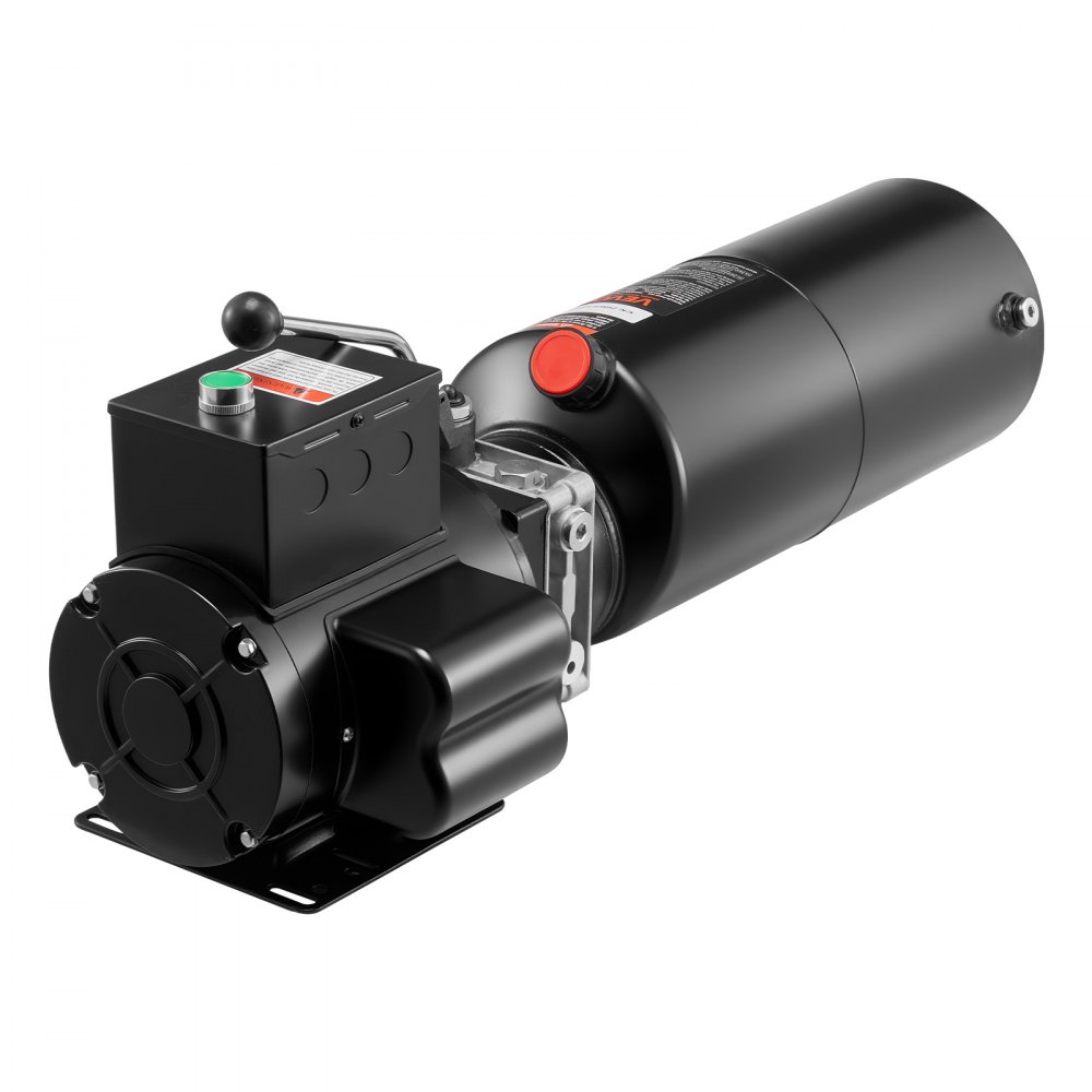 Pompa hydrauliczna VEVOR, jednostka hydrauliczna AC 220 V, 10 qt, jednostronnego działania, przepływ oleju 6,3 l/min, maks. ciśnienie tłoczenia 22 MPa do wywrotek, warsztatów samochodowych i podnośników samochodowych, kolor czarny