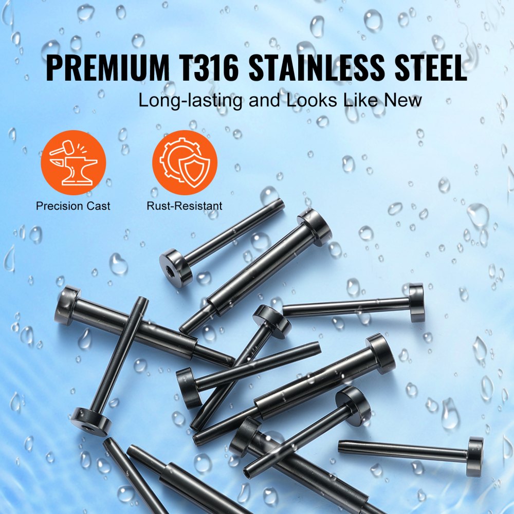 VEVOR 40-pack invisible cable railing set, T316 stainless steel 1/8 inch invisible receiver and crimp end for cable railing, crimp clamp 1/8 inch for wood/metal posts, black