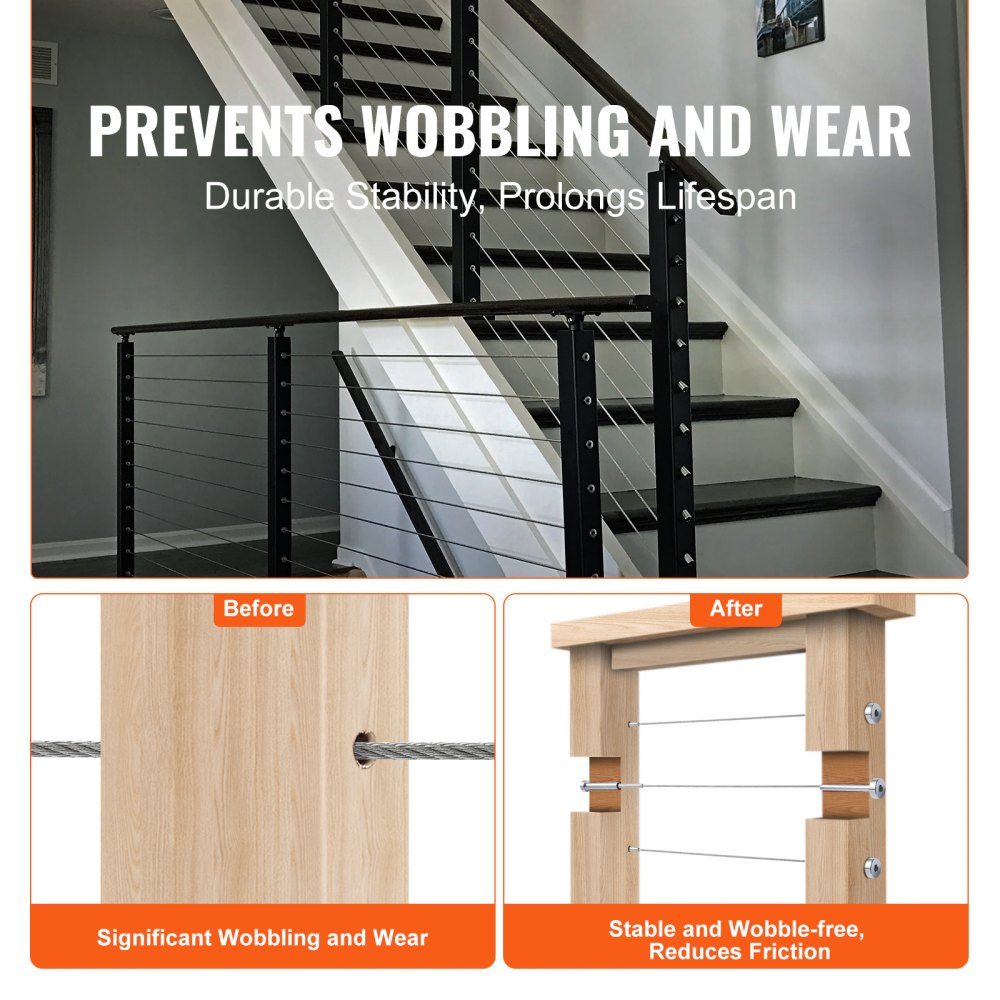 Zestaw 20 niewidocznych linek do balustrady kablowej VEVOR T316 ze stali nierdzewnej, niewidoczne gniazdo 1/8" i końcówka śruby zaciskowej do linek do balustrady kablowej Napinacz 1/8" do drewnianych/metalowych słupków, osprzęt do linek, srebrny