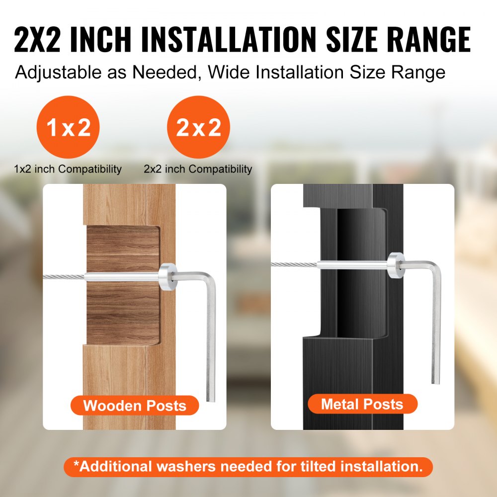 VEVOR 20-pack invisible cable railing set T316 stainless steel 1/8" invisible mounting and countersunk bolt end for cable railings, countersunk clamp 1/8" for wood/metal posts, cable railing hardware, silver