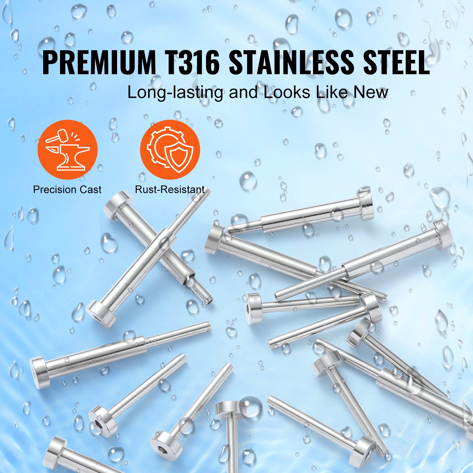 VEVOR 20-pack invisible cable railing set T316 stainless steel 1/8" invisible mounting and countersunk bolt end for cable railings, countersunk clamp 1/8" for wood/metal posts, cable railing hardware, silver
