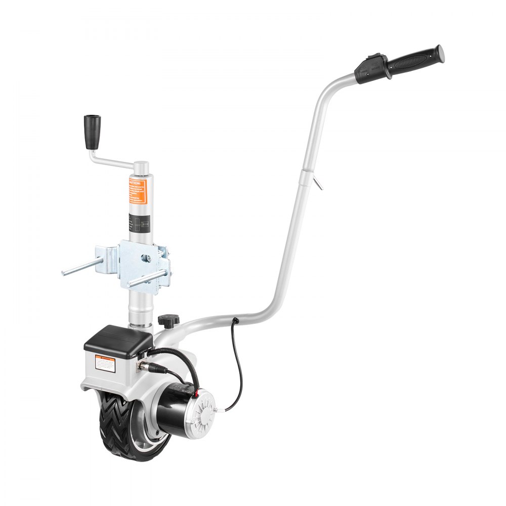 VEVOR Elektryczny pomocnik manewrowy, uciąg 2,5 tony, koło podporowe z napędem silnikowym 380 W, 12 V, prędkość 7 m/min, regulowana wysokość mocowania i opony gumowe, do ruchomych przyczep kempingowych i łodzi