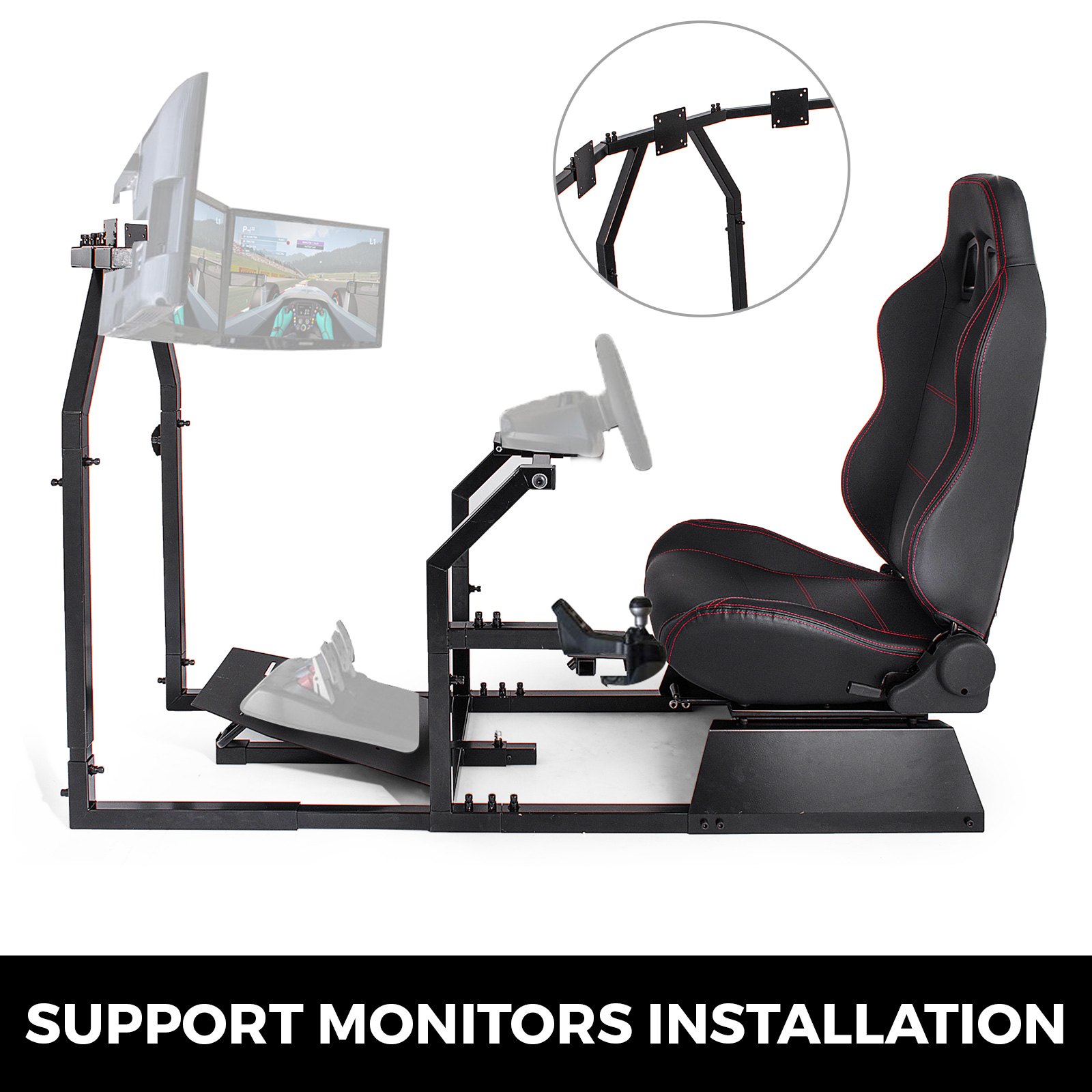 GTA-F Model Racing Simulator Kokpit Gaming Chair z potrójnym stojakiem na monitor