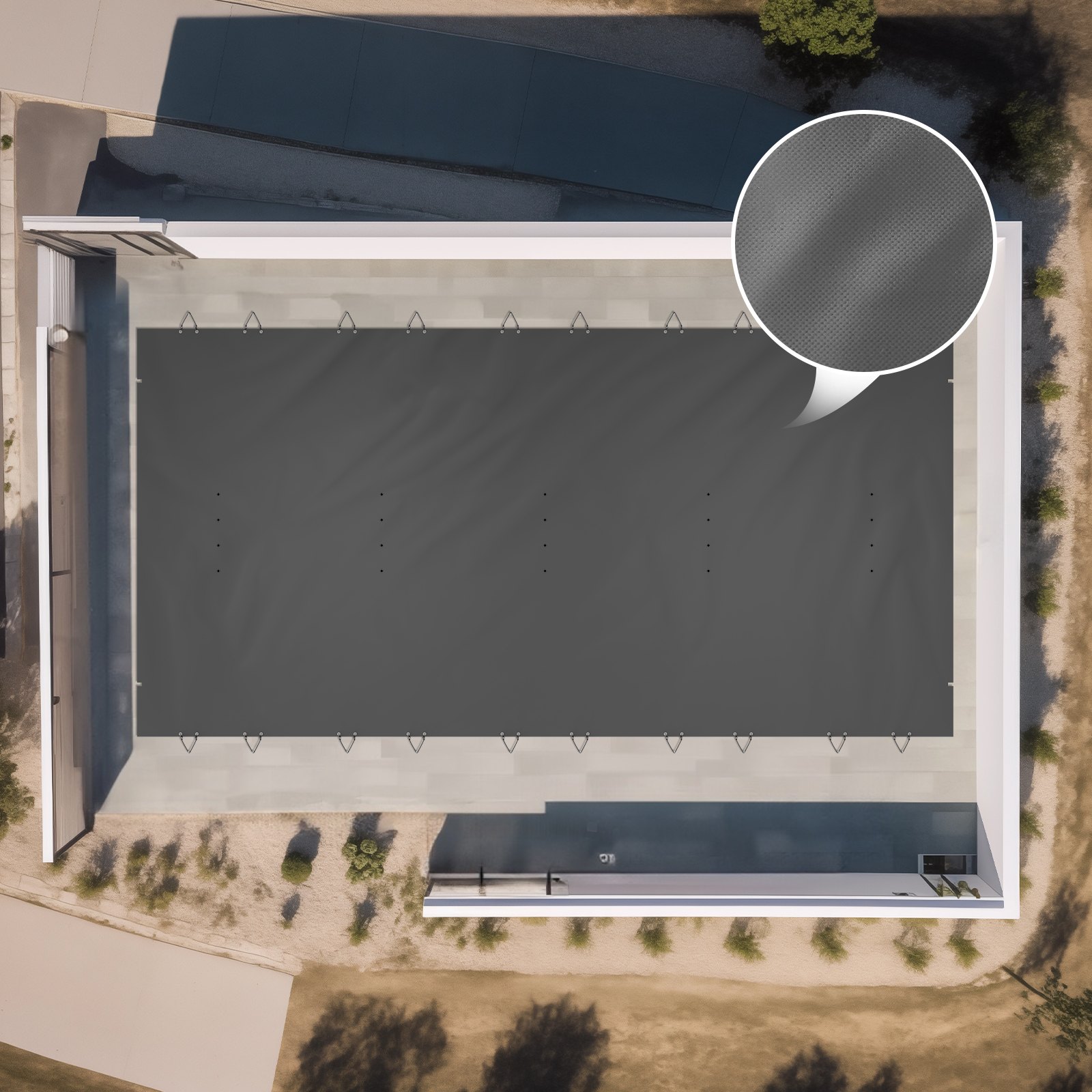 Pokrywa basenowa VEVOR prostokątna 4 x 8 m, wodoodporna, antracytowa, zimowa, odporna na zabrudzenia, prostokątna, z materiału PVC