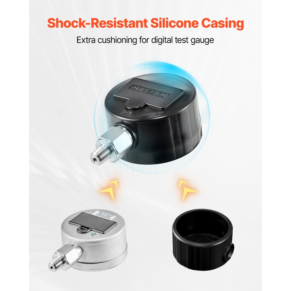 VEVOR Digital Hydraulic Pressure Gauge, 0-700 Bar (0-10000 PSI) Hydraulic Pressure Sensor, Manometer Tester with NPT Base Entry for Excavator Construction Machinery, Waterproof Stainless Steel Housing