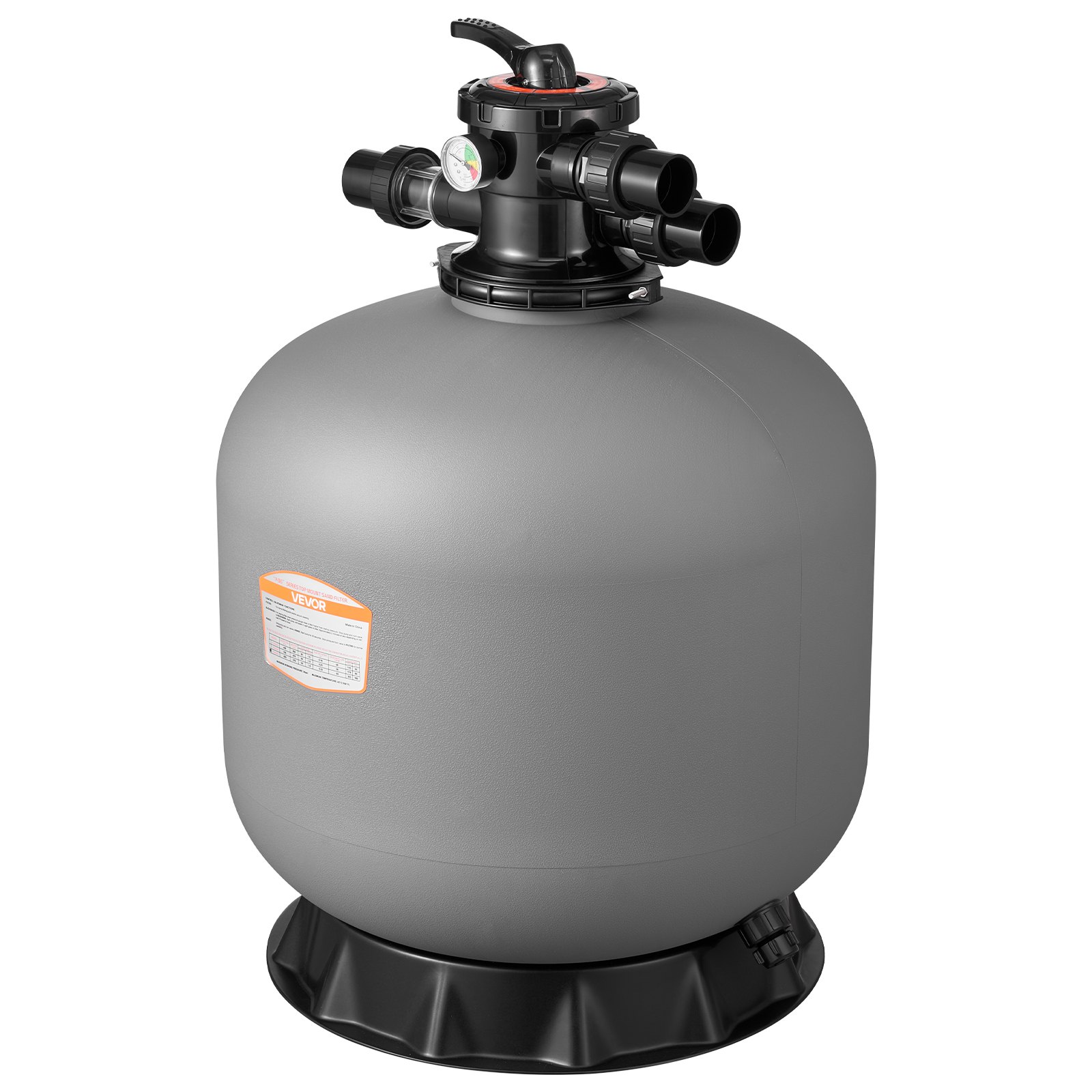 Filtr piaskowy VEVOR, zbiornik filtra 600 mm, system filtra piaskowego 246 l/min, zbiornik filtra z 7-drożnym zaworem wieloportowym, płukanie wsteczne, płukanie, recyrkulacja, ścieki, tryb zimowy i zamknięty, do basenów naziemnych