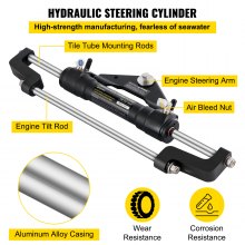 VEVOR Zestaw hydrauliczny do sterowania łodzią Hydrauliczny zestaw sterowania do łodzi o mocy 300 KM Pompa sterująca Zewnętrzny hydrauliczny zestaw układu kierowniczego z hydraulicznym wężem sterującym o długości 14 stóp do układu sterowania łodzią