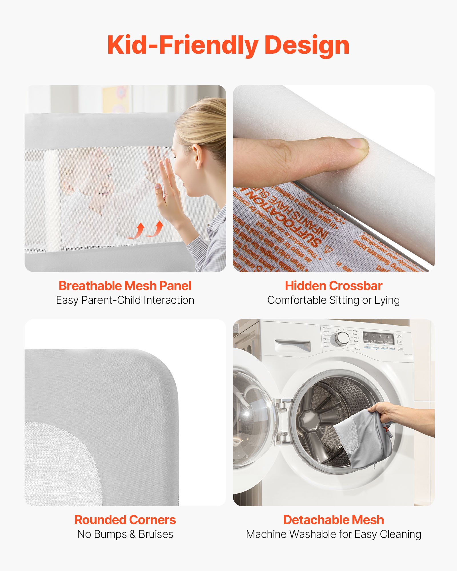 VEVOR Barierka zabezpieczająca łóżko, barierka z rurką żelazną i tkaniną Oxford, regulowana wysokość barierki do łóżka dziecięcego 45-67 cm, barierka zabezpieczająca łóżko dziecięce, zabezpieczenie przed upadkiem z łóżka dziecięcego, łóżko piętrowe