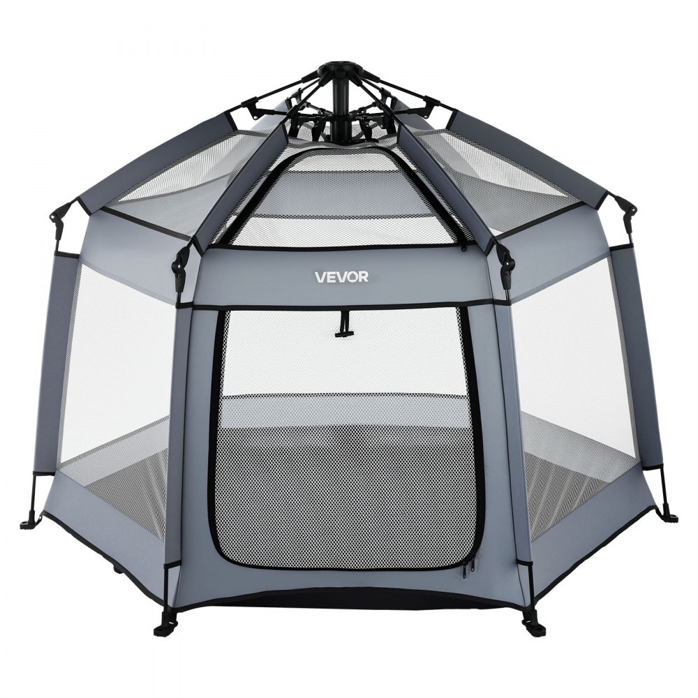 Kojec dla niemowląt VEVOR 150x150x106 cm, kojec dla maluchów z baldachimem, przenośny plac zabaw z filtrem przeciwsłonecznym UPF 50+ i torbą podróżną do domu, parku, na plażę, składany i lekki