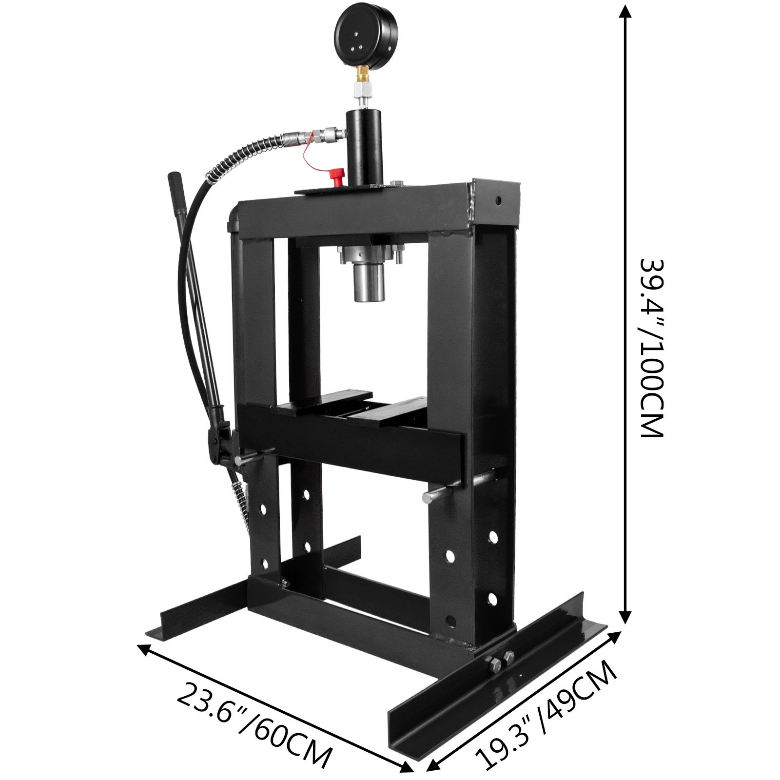 Zestaw prasy hydraulicznej 22046 lb (ok. 10 t) zestaw prasy ramowej z manometrem czarny