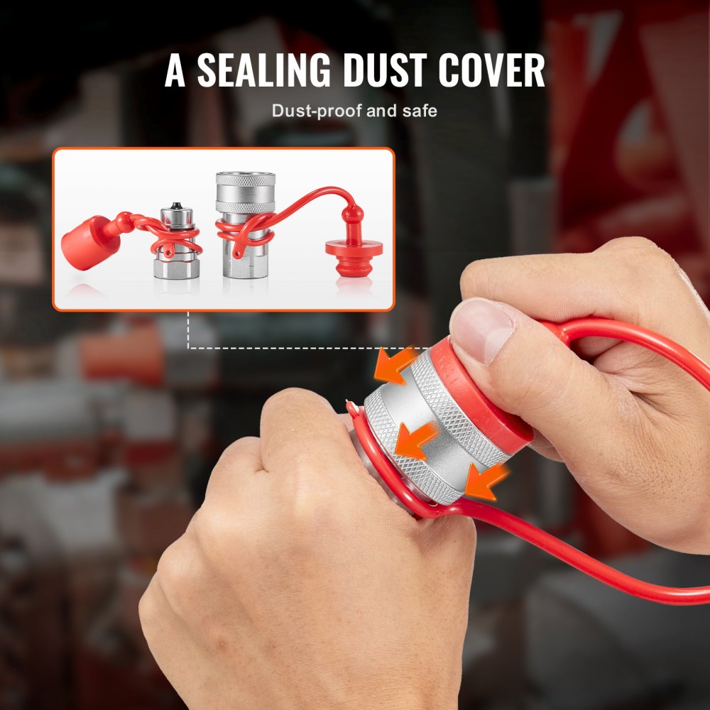 Szybkozłącza hydrauliczne stożkowe VEVOR 1/2 cala, szybkozłącza hydrauliczne NPT 1/2 cala do ładowarek kołowych z 4 zaślepkami przeciwpyłowymi (ISO5675)