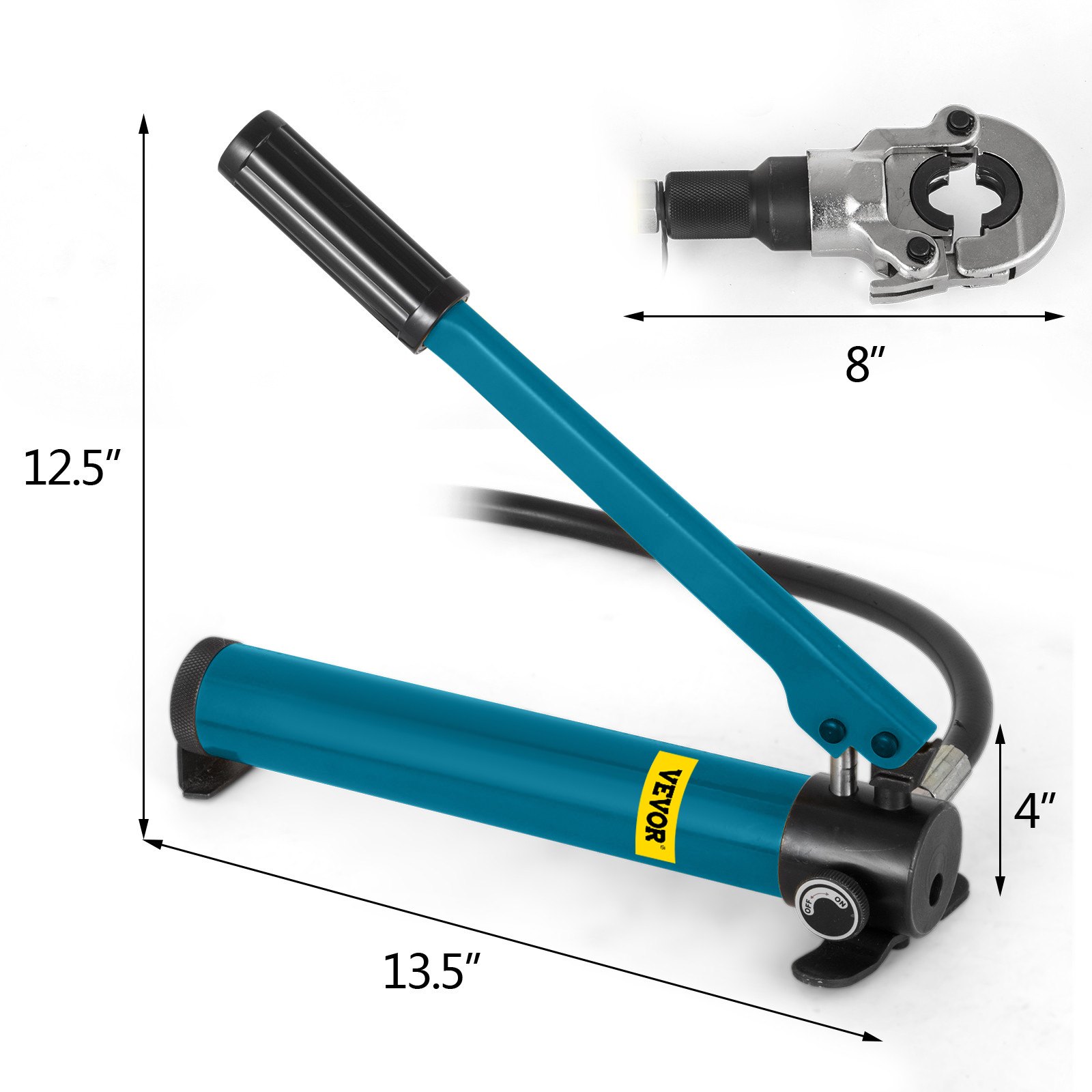 Szczypce zaciskowe VEVOR 12-28 mm typ V, szczypce zaciskowe, szczypce zaciskowe o sile nacisku 6 T, szczypce zaciskowe do rur 16-32 mm typ TH, hydrauliczne szczypce zaciskowe z gumowym uchwytem, ​​głowica obrotowa 360°, do rur PEX, rur PB, rur miedzianych