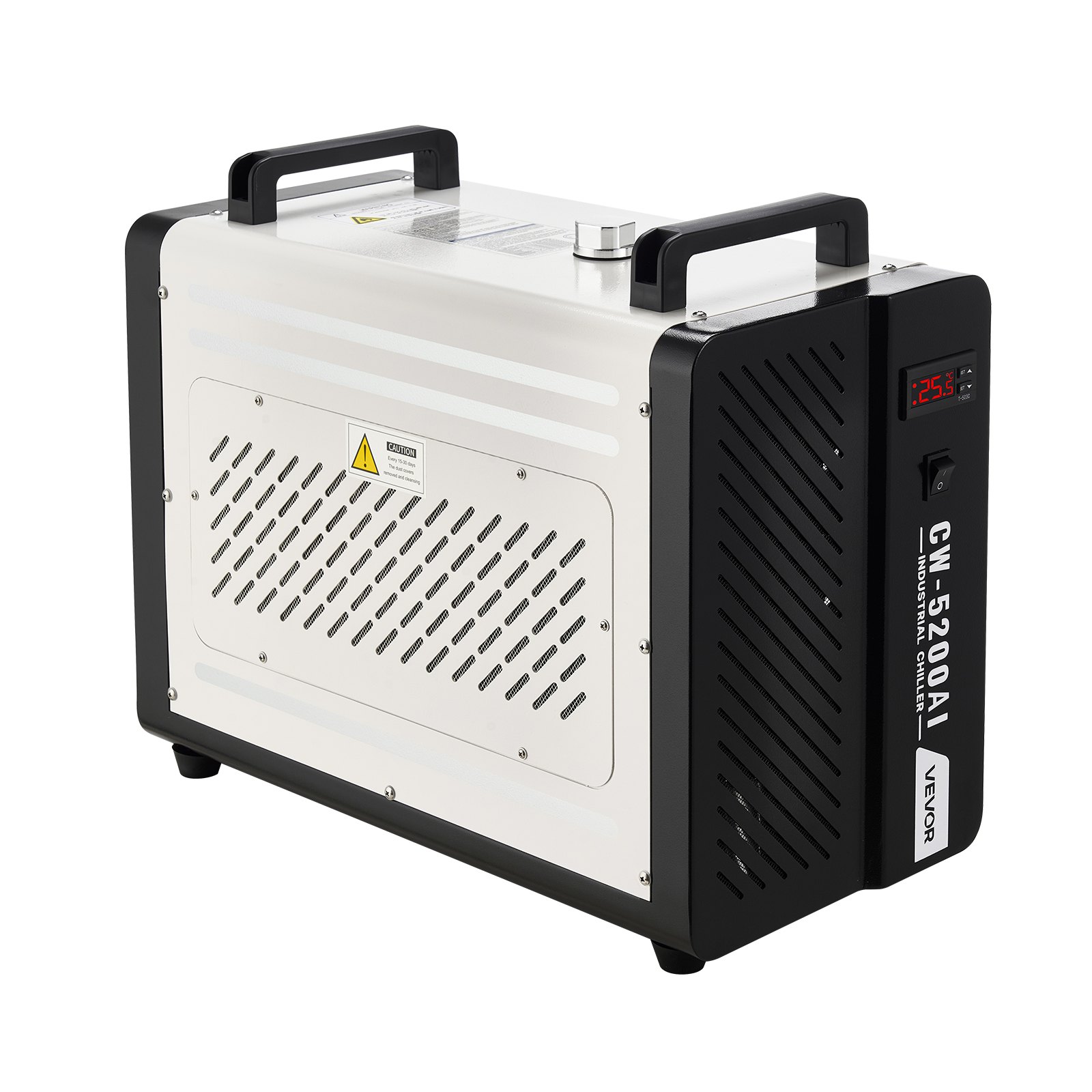 VEVOR Industrial Water Chiller, 1600W, Industrial Water Cooler Cooling System with Compressor, 16 L/min Max Flow Rate, 7 L Tank Capacity, Laser Chiller, for CO2 Laser Tube Engraving & Cutting Machine