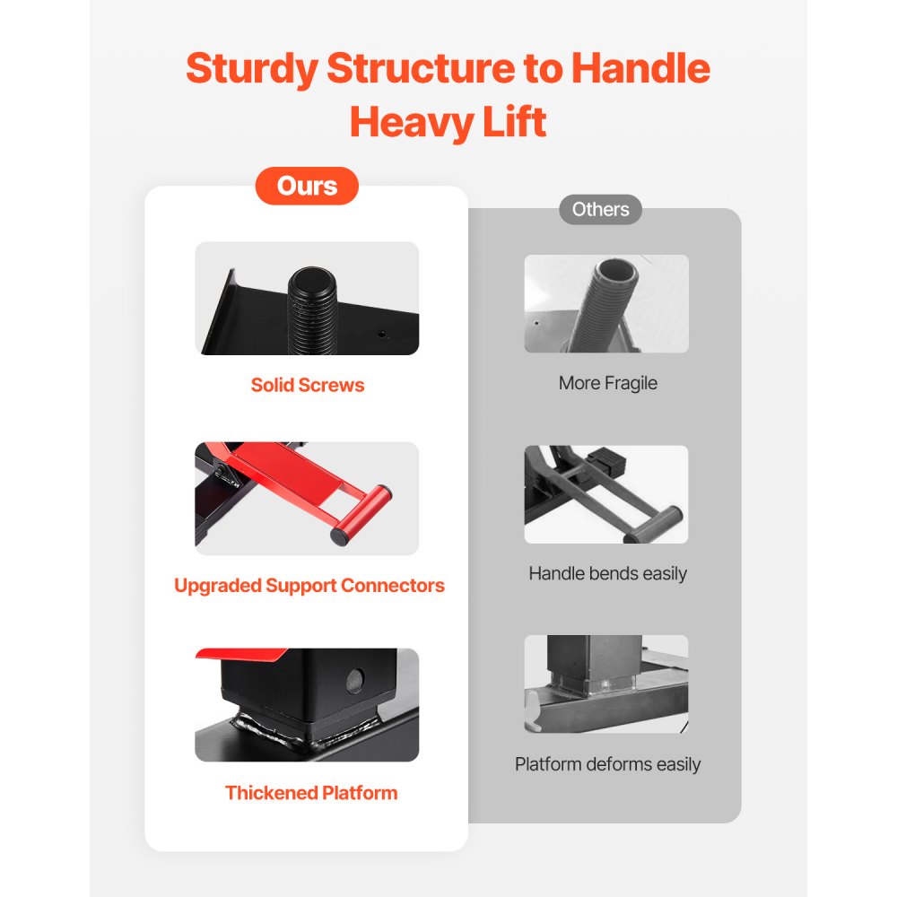 Podnośnik do motocykli i motocykli terenowych VEVOR (nośność 544 kg) z regulacją wysokości i funkcją podnoszenia hydraulicznego, regulowana wysokość (250-465 mm) do napraw motocrossu