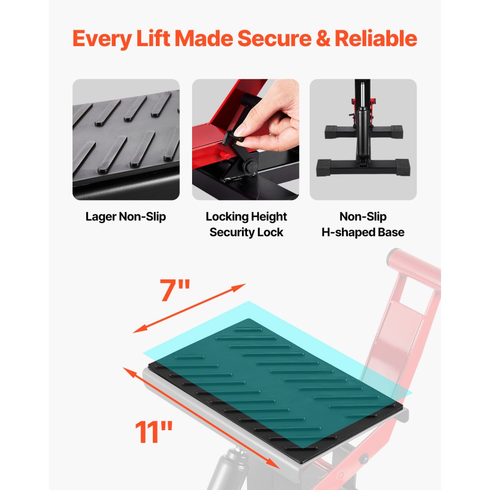 Podnośnik do motocykli i motocykli terenowych VEVOR (nośność 544 kg) z regulacją wysokości i funkcją podnoszenia hydraulicznego, regulowana wysokość (250-465 mm) do napraw motocrossu