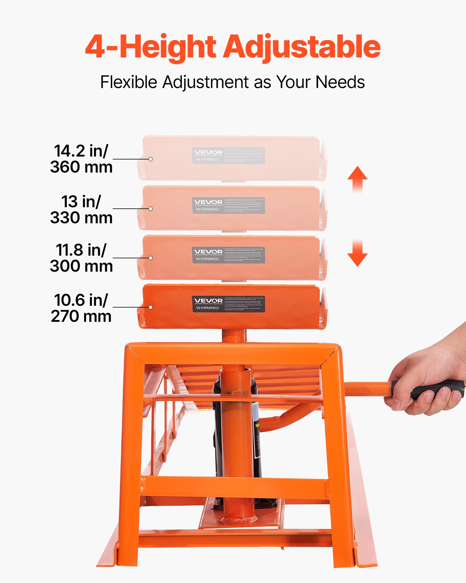 Hydrauliczne rampy samochodowe VEVOR, 2 szt., wysokość podnoszenia 27-36 cm, przenośne rampy serwisowe do konserwacji garażu, wymiany oleju i napraw ciężarówek, udźwig 1 t (na rampę).