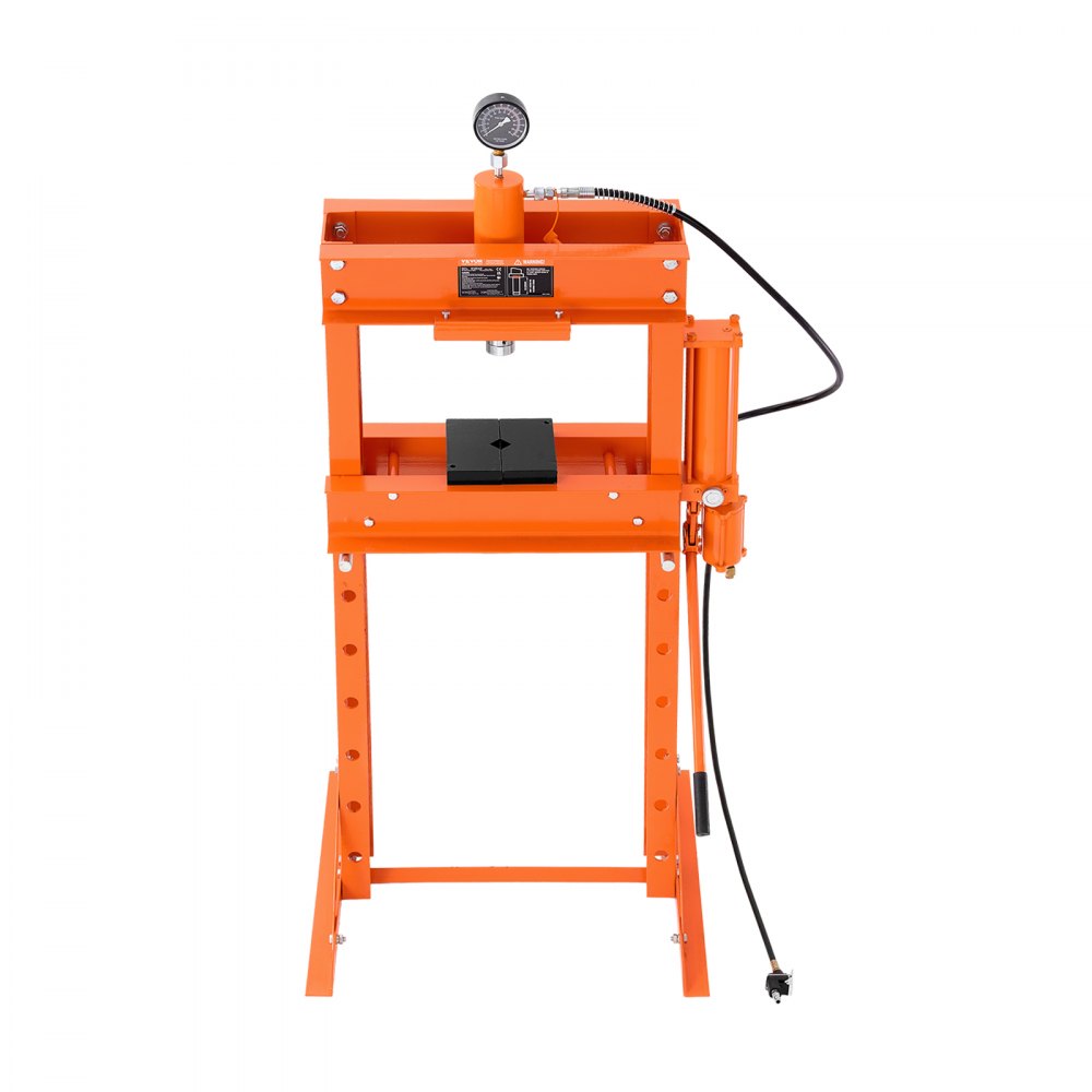 VEVOR hydraulic pneumatic workshop press 20 t (H-frame) with press plate & triangular support, adjustable hydraulic press for garage floors with pressure relief valve, suitable for bending & straightening