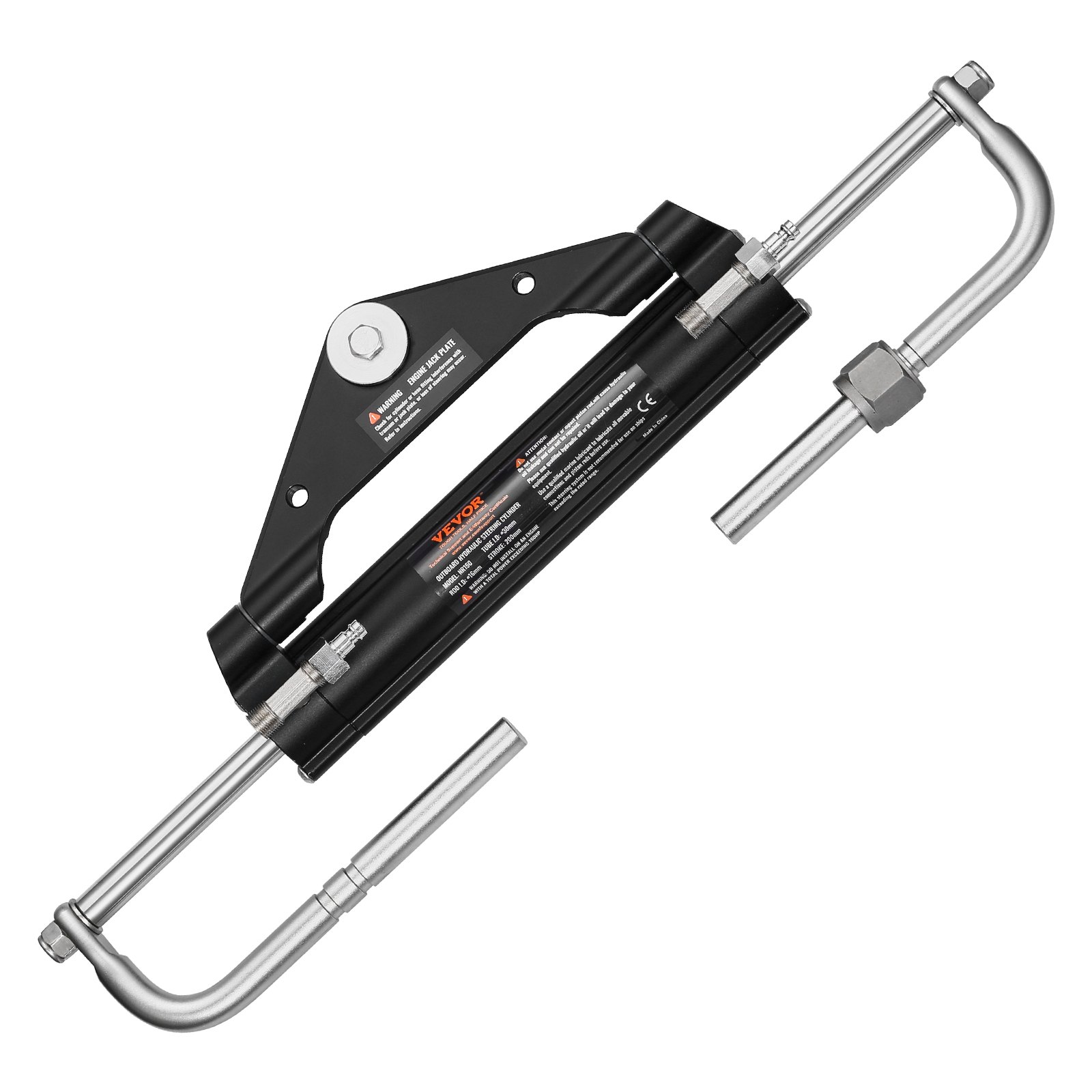 Zestaw do hydraulicznego sterowania łodzią zaburtową VEVOR o mocy 150 KM, hydrauliczny układ sterowania łodzią z kołem sterowym o średnicy 342,9 mm, pompą sterową, siłownikiem hydraulicznym i dwoma wężami o długości 7924,8 mm do łodzi z jednym silnikiem jednostanowiskowym