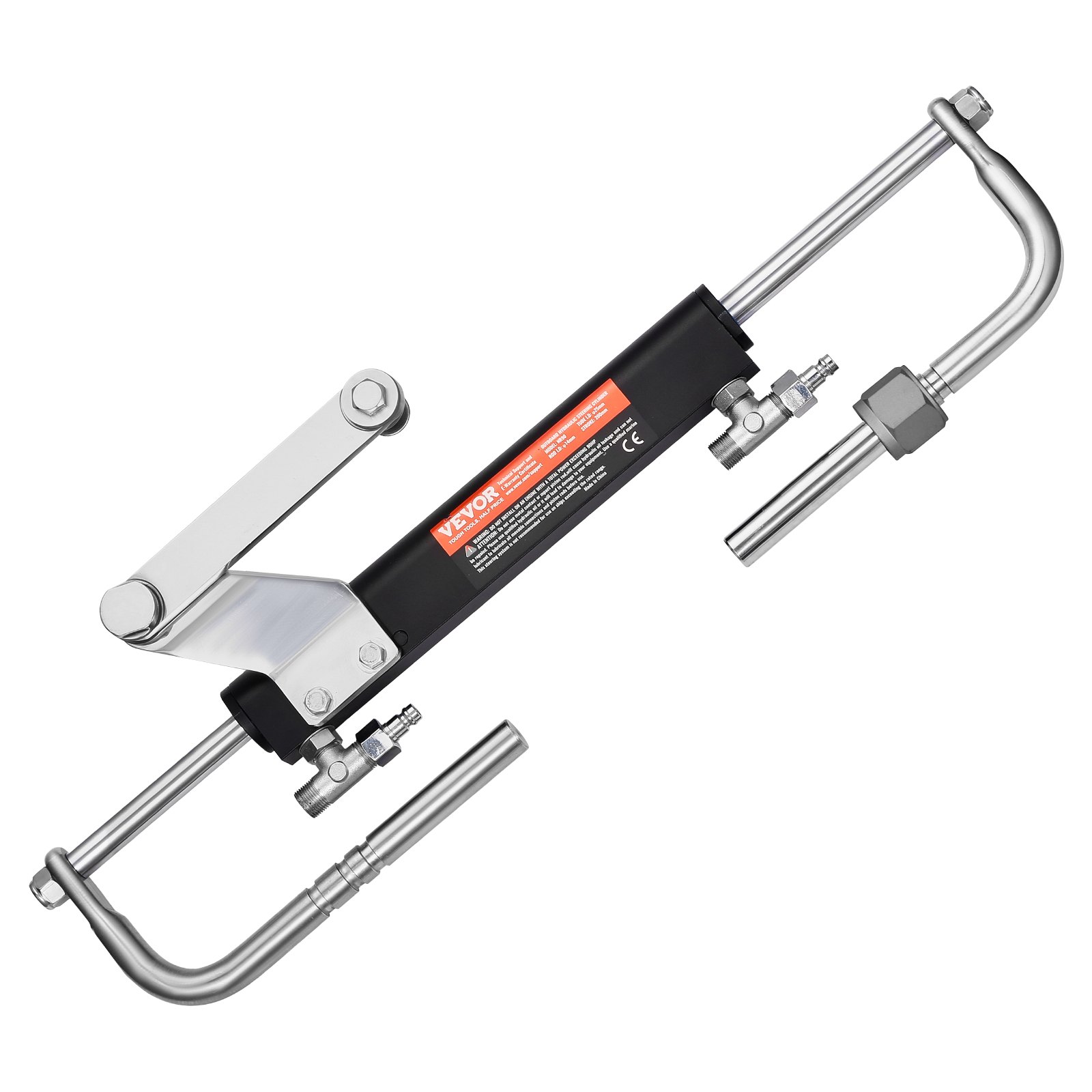 Zestaw do hydraulicznego sterowania łodzią zaburtową VEVOR o mocy 90 KM, hydrauliczny układ sterowania łodzią z kołem sterowym o długości 342,9 mm, pompą sterową, siłownikiem hydraulicznym i dwoma wężami o długości 7924,8 mm do łodzi z jednym silnikiem jednostanowiskowym