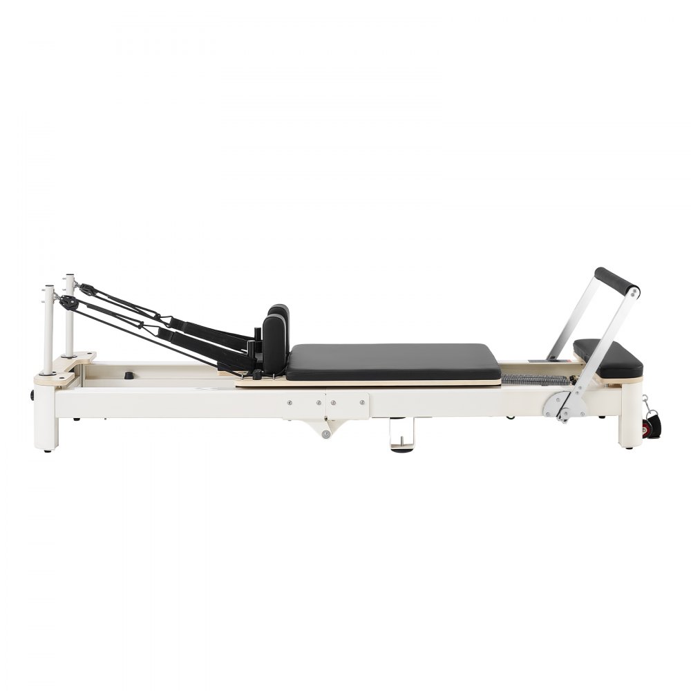Reformer VEVOR Pilates, składany, 221 x 69 x 83 cm, stop aluminium, do użytku w domu i na siłowni, z trampoliną, siedziskiem, regulowanym zagłówkiem i cichym mechanizmem przesuwnym, udźwig 181 kg