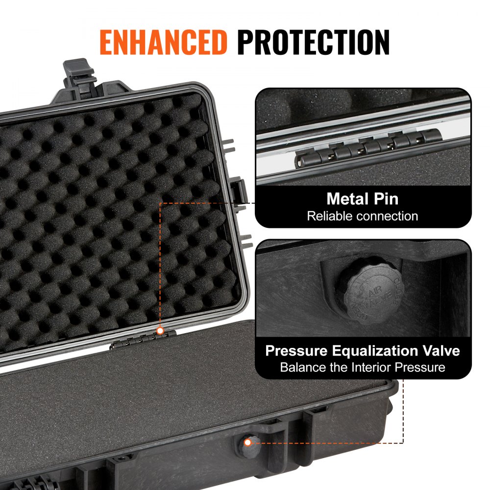 VEVOR Rifle Hard Case with 3 Layers of Fully Protective Foam, Lockable Hard Gun Case, Waterproof & Rolling Long Gun Case, for 127 cm Rifles or Shotguns