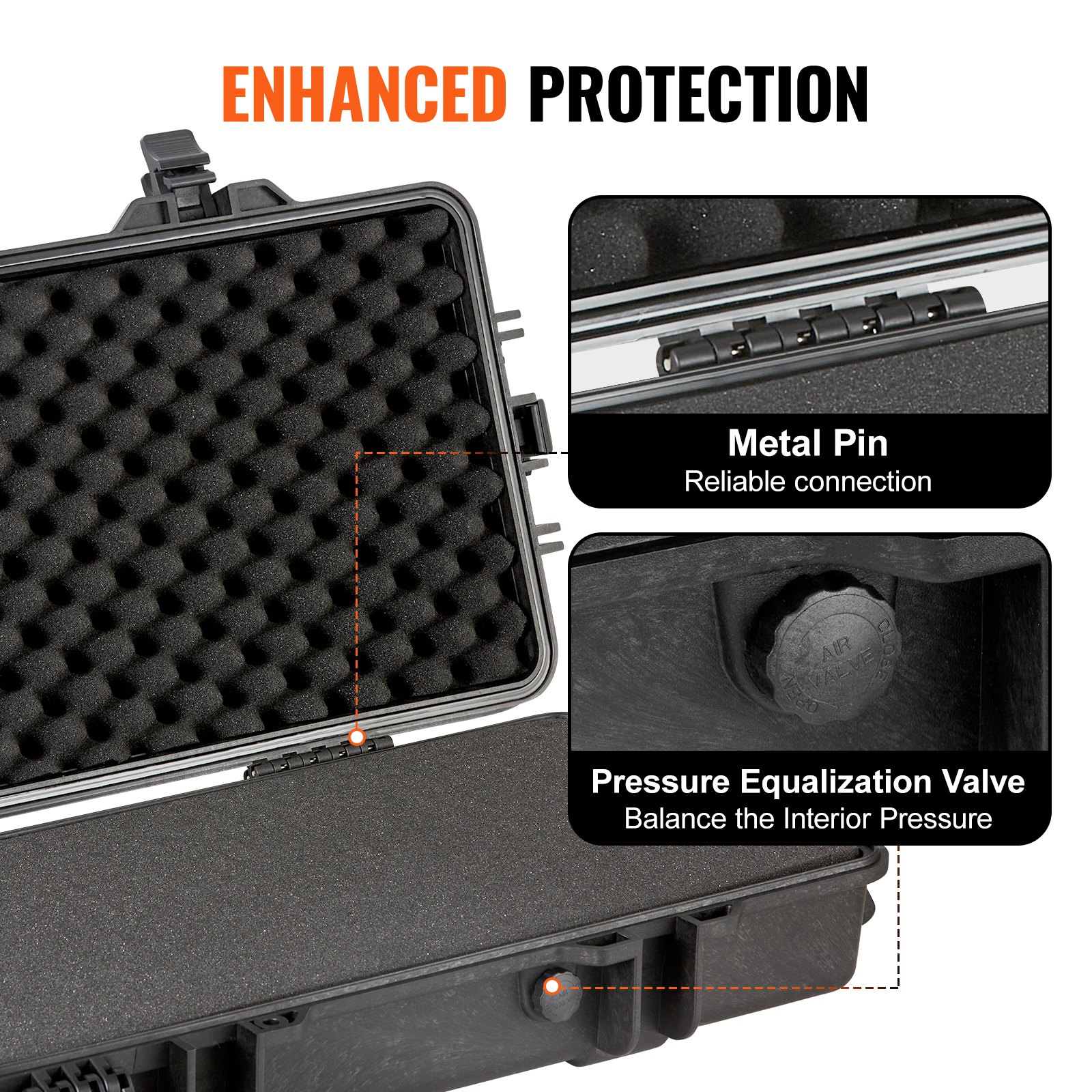 VEVOR Rifle Hard Case with 3 Layers of Fully Protective Foam, Lockable Hard Gun Case, Waterproof & Rolling Long Gun Case, for 127 cm Rifles or Shotguns
