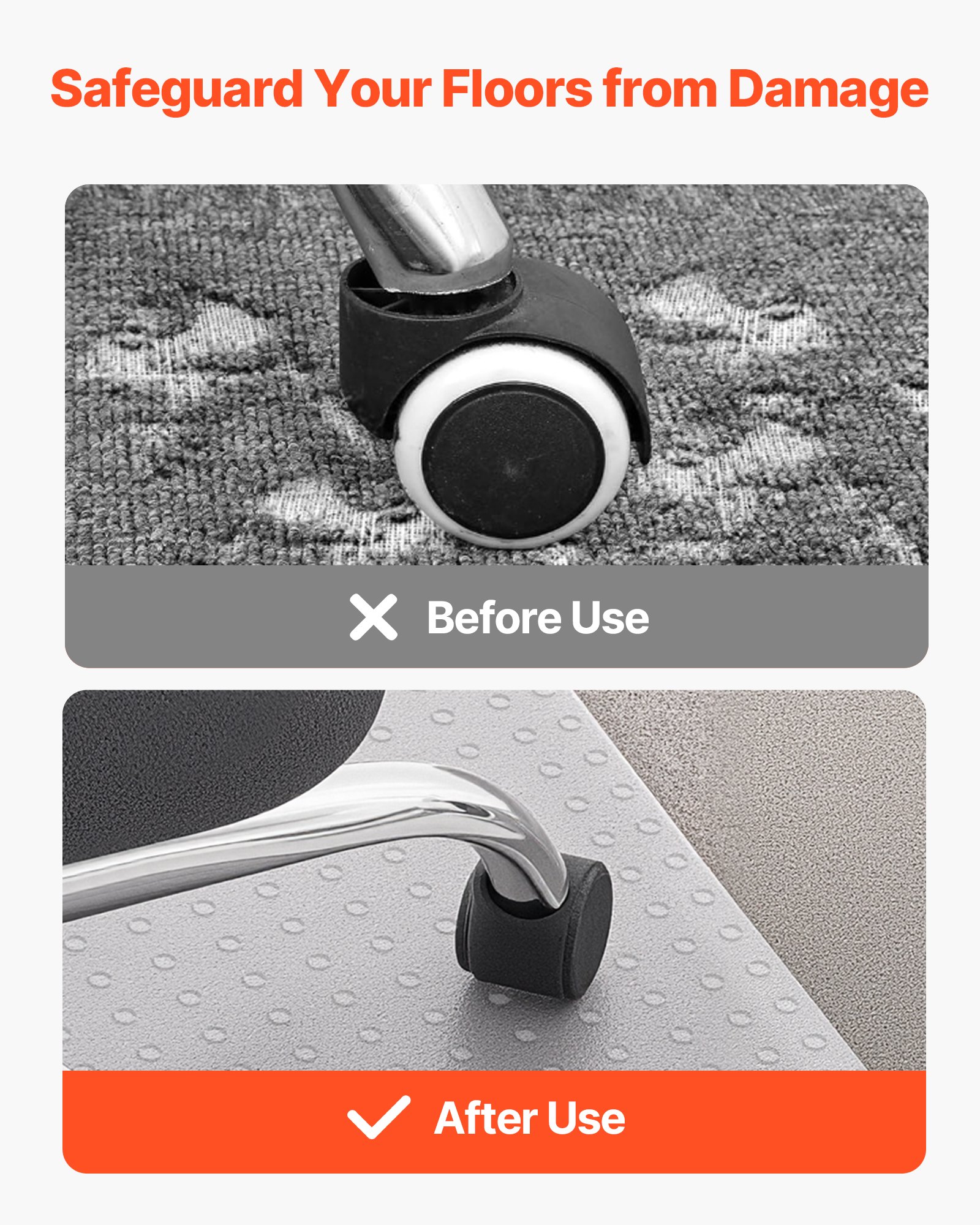 Mata pod krzesło VEVOR (1230 x 914 mm) Mata pod krzesło biurowe do dywanów z krótkim włosiem, mata ochronna na podłogę z PVC z gałkami, płynnie wsuwa się pod dywan biurka w biurze domowym