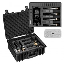Walizka VEVOR Hard Case na 6 pistoletów, walizka na pistolet z wkładką z pianki XPE 475x415x215 mm, wodoodporna walizka na broń krótką z regulowanym wnętrzem i uchwytem do przenoszenia, do pistoletów, obiektywów, aparatów