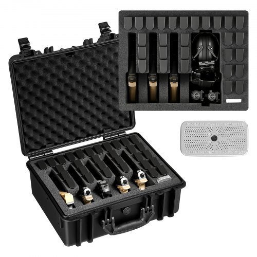 Wodoodporny futerał na 5 pistoletów VEVOR z wkładką z pianki XPE 475x415x215 mm, wodoodporny futerał na broń krótką z regulowanym wnętrzem i uchwytem do przenoszenia, na pistolet, obiektywy, aparat