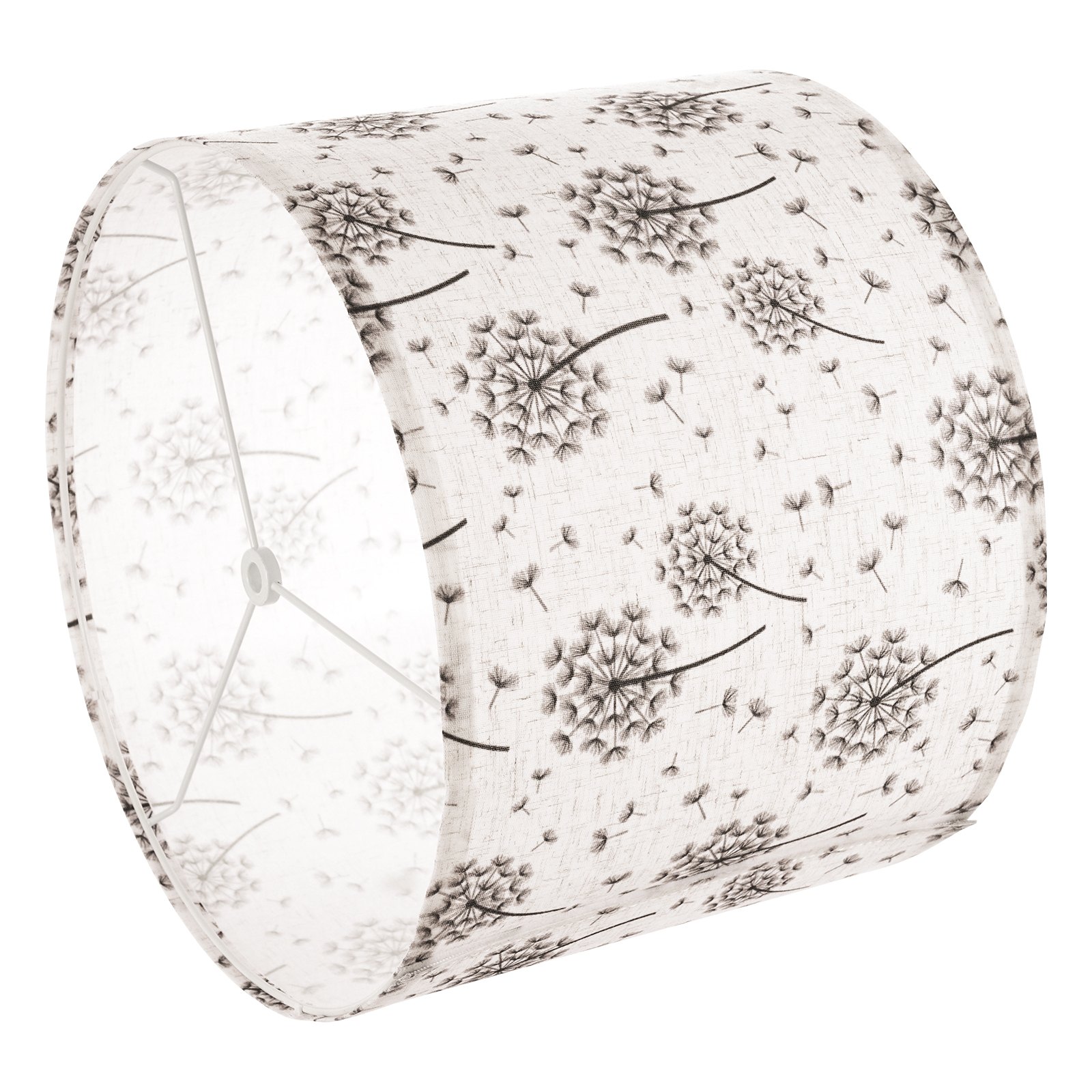 Abażur bębnowy VEVOR 33 x 33 x 25 cm (góra x dół x wysokość), 2 szt. średnich wymiennych abażurów z lnu i PVC, abażur do lamp stołowych, podłogowych i wiszących (wzór mniszka lekarskiego)