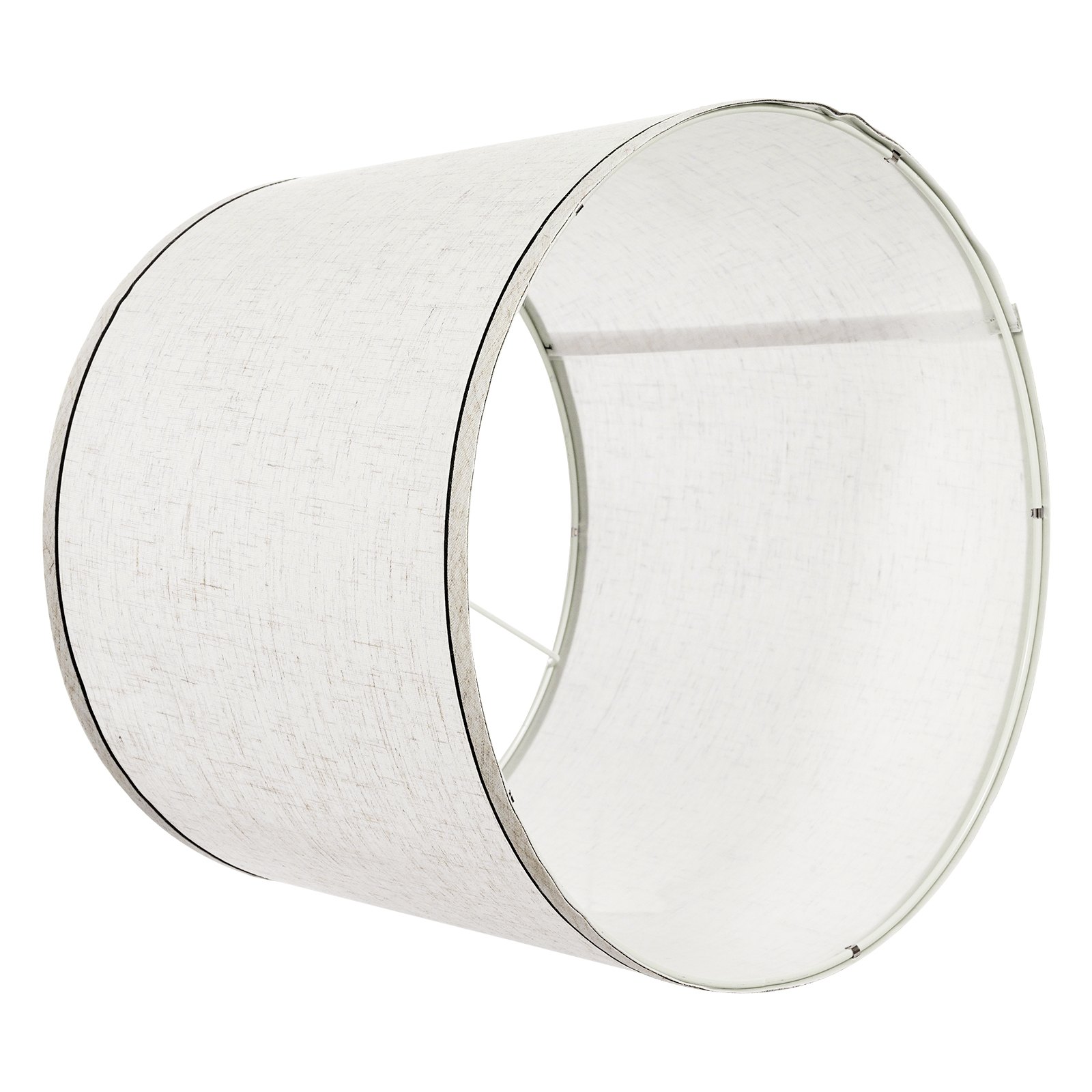 Abażur VEVOR bęben 290 x 320 x 245 mm (góra x dół x wysokość), 2 wymienne abażury lniane + abażur z PVC z harfą do lamp stołowych i wiszących (jasny len z czarną obwódką)