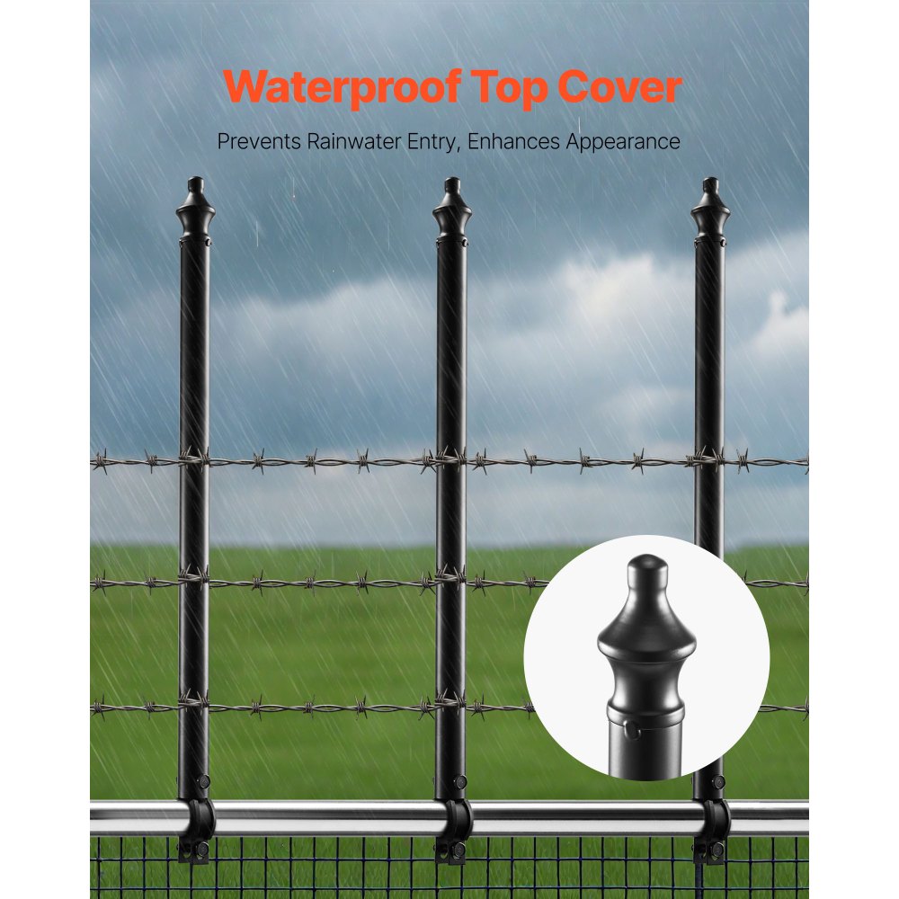 VEVOR Chain Link Fence Extensions, 9 Packs 695 mm Extension Height, Galvanized Post Extender for 32 to 38 mm Top of Fence, U Bracket, Barbed Wire Extend Arm for Privacy, Prevent Dogs Jumping Out