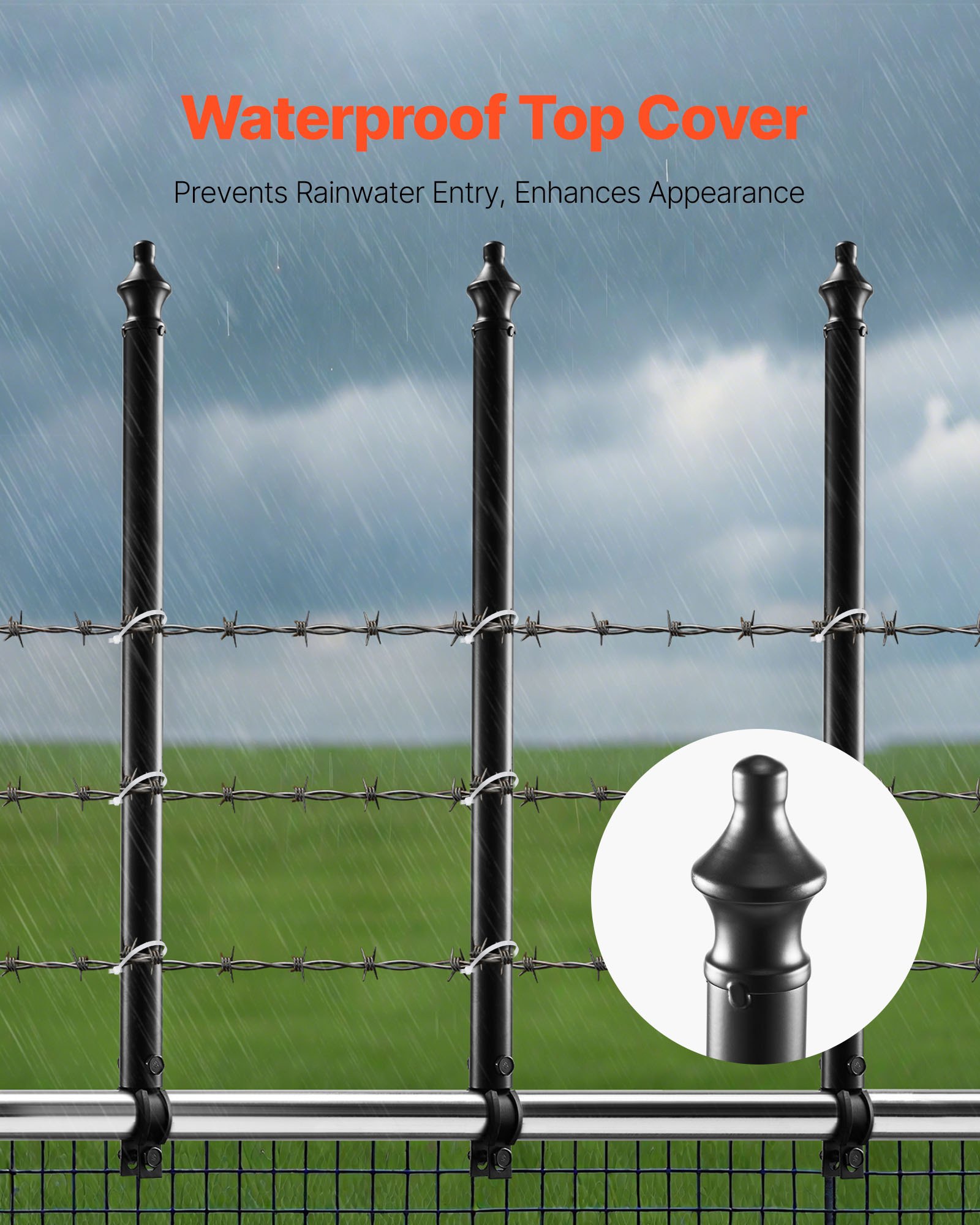 VEVOR Chain Link Fence Extensions, 9 Packs 695 mm Extension Height, Galvanized Post Extender for 32 to 38 mm Top of Fence, U Bracket, Barbed Wire Extend Arm for Privacy, Prevent Dogs Jumping Out