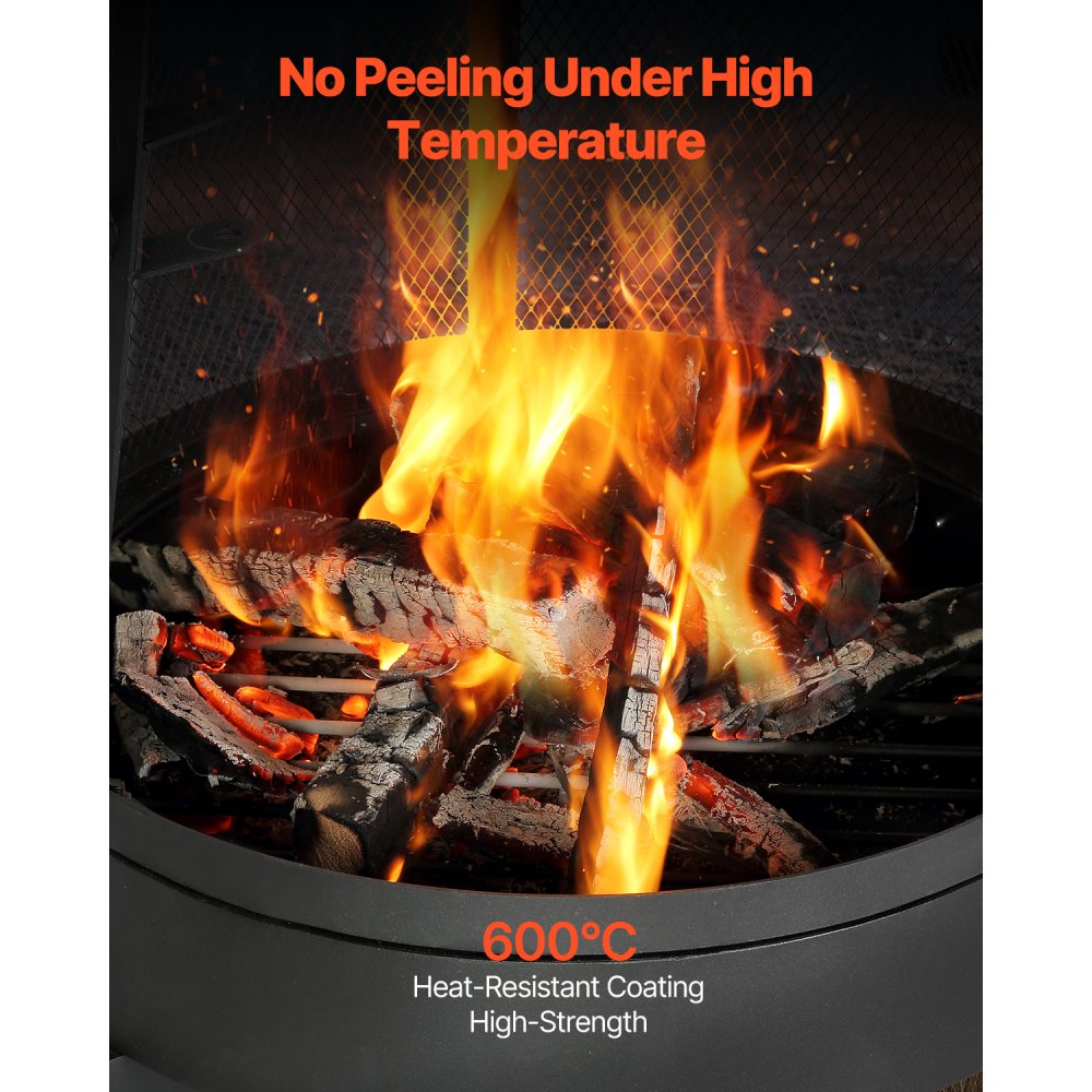 VEVOR Garden Fireplace, φ508x1495 mm Patio Heater, Conical Fireplace for Grilling & Heating, Aztec Outdoor Oven with Grill Grate, Fireplace Casing & Stainless Steel Chimney Cap, for Patio, Garden, Backyard