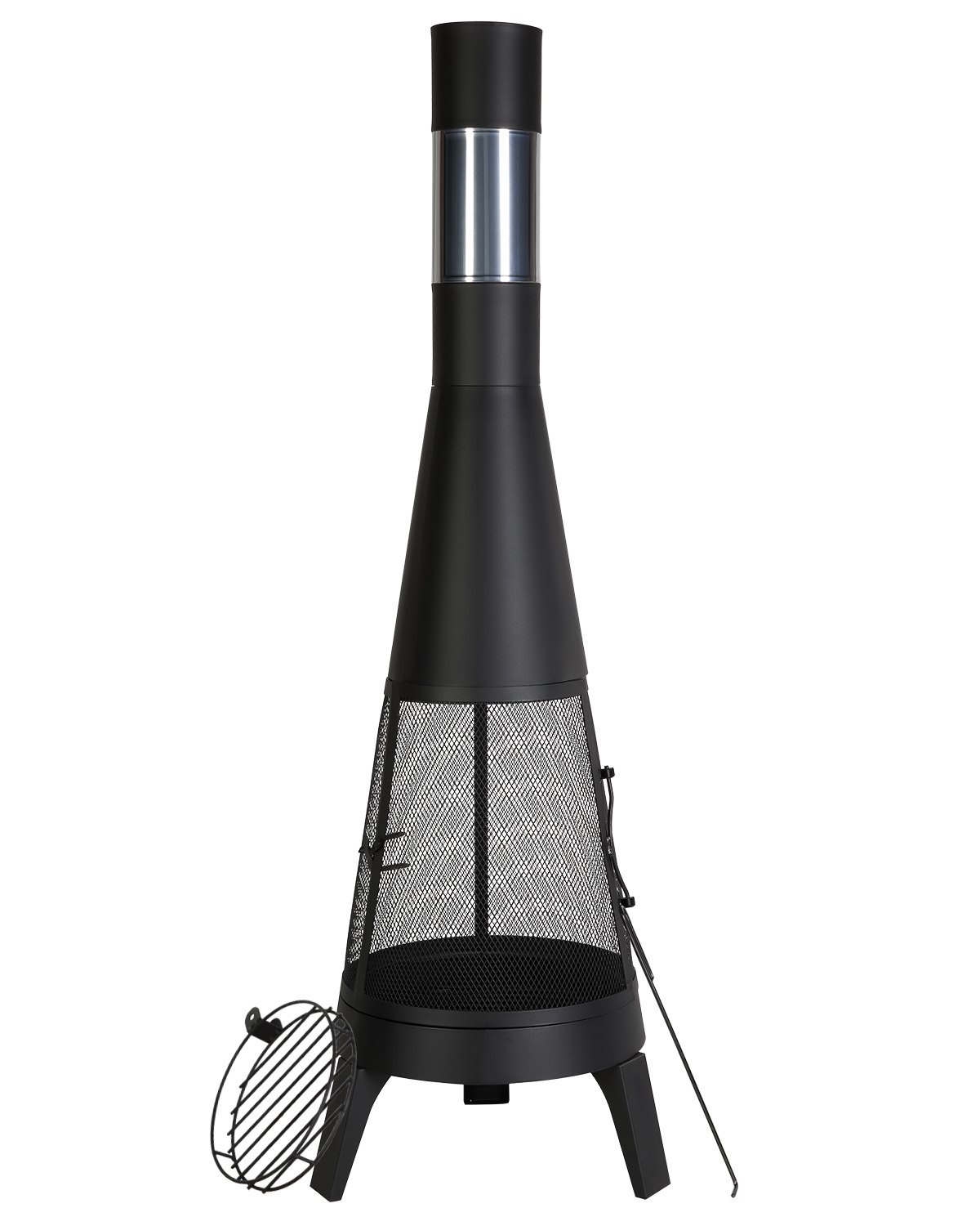 VEVOR Garden Fireplace, φ508x1495 mm Patio Heater, Conical Fireplace for Grilling & Heating, Aztec Outdoor Oven with Grill Grate, Fireplace Casing & Stainless Steel Chimney Cap, for Patio, Garden, Backyard