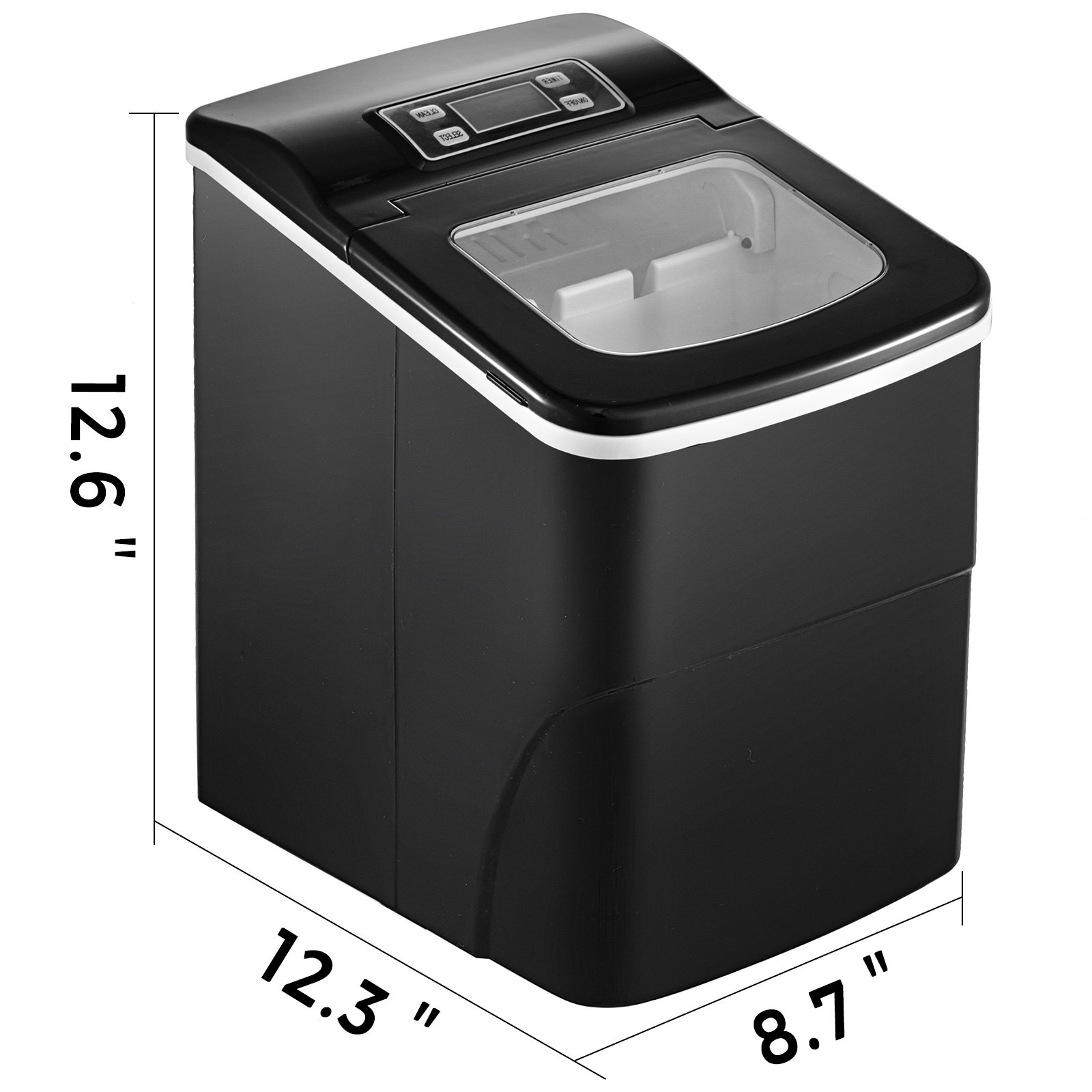 Kostkarka do lodu BuoQua 12 kg z wyświetlaczem LCD, czarna, komercyjna kostkarka do lodu