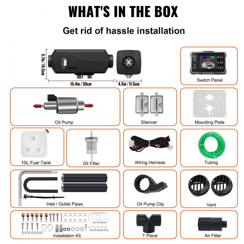 12V 5KW Nagrzewnica powietrza na olej napędowy do przyczep kempingowych RV Samochody kempingowe Łodzie 5kW + przełącznik LCD