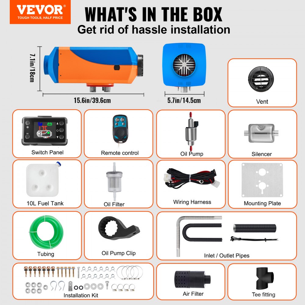 Ogrzewanie postojowe na olej napędowy nagrzewnica na olej napędowy 12V 8KW do samochodów ciężarowych camper bus pomarańczowy i niebieski