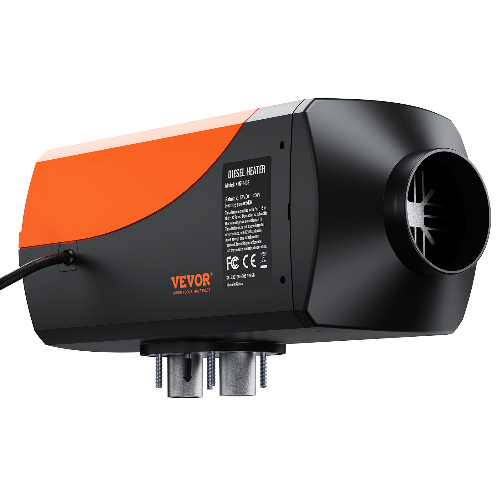 Nagrzewnica powietrza na olej napędowy VEVOR 12 V 5 kW, nagrzewnica powietrza na olej napędowy, ogrzewanie postojowe, 0,16-0,52 l/h. Nagrzewnica na olej napędowy z wyświetlaczem LCD, pilotem i aplikacją Bluetooth